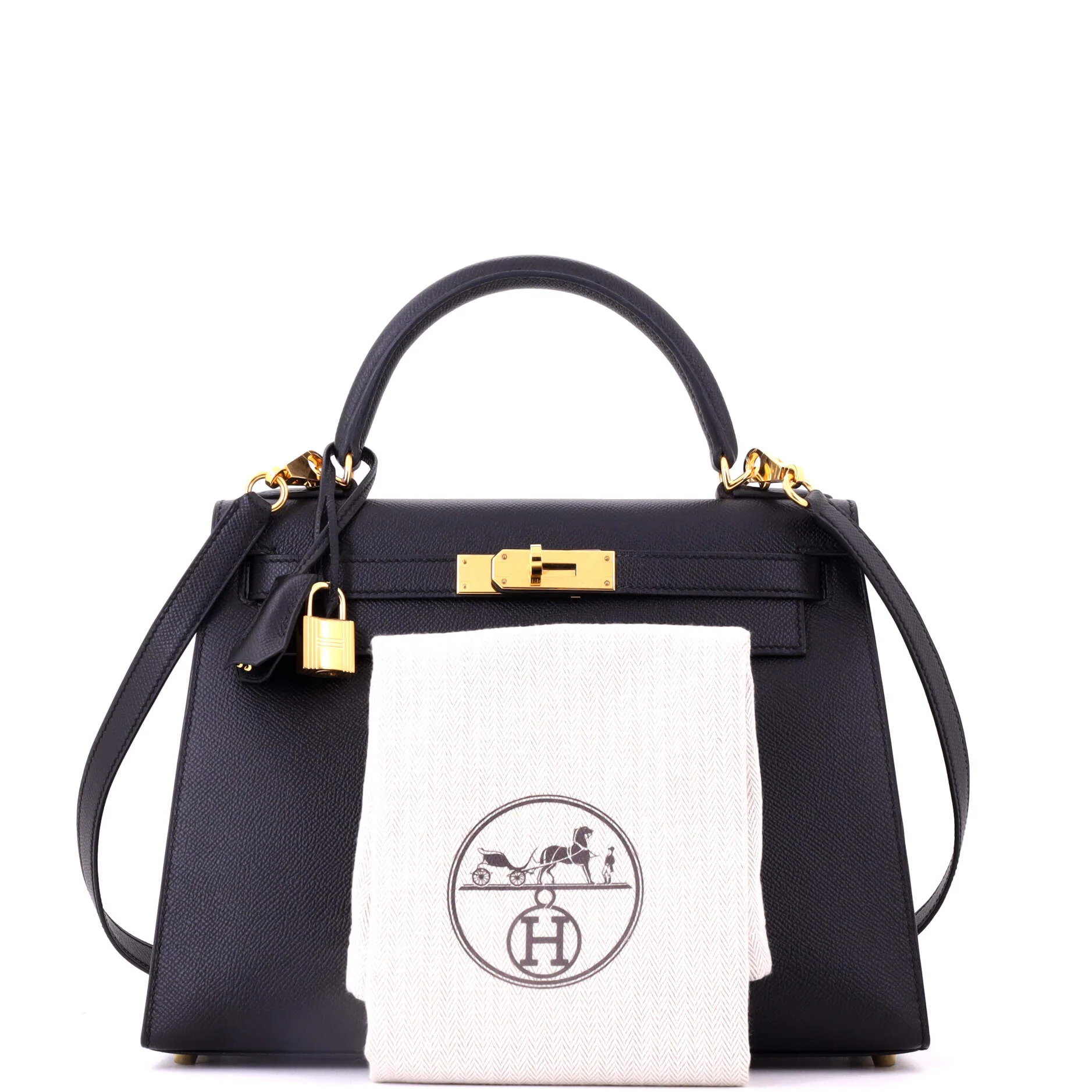 Kelly Handbag Noir Epsom with Gold Hardware 28 - Image 2