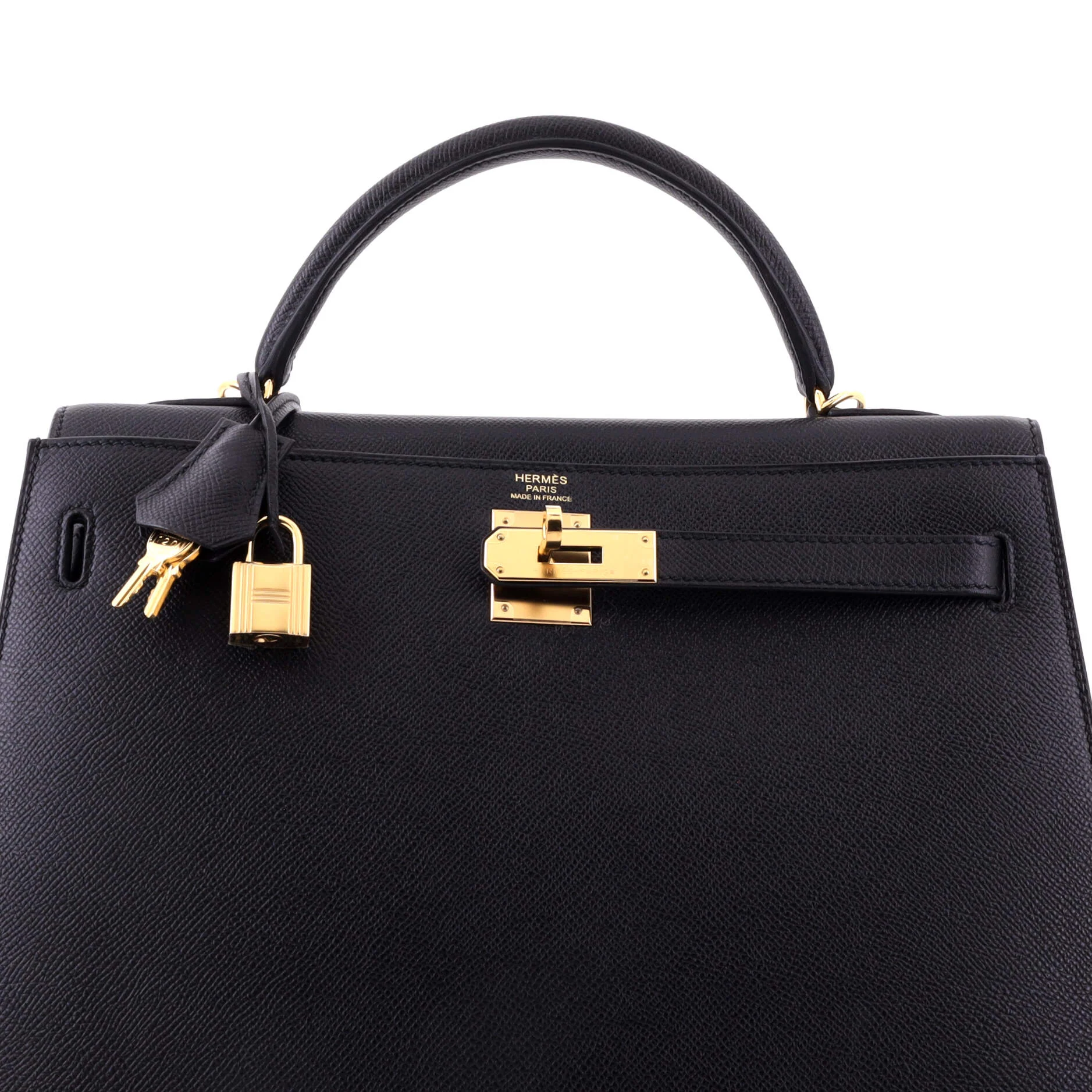 Kelly Handbag Noir Epsom with Gold Hardware 32 - Image 5