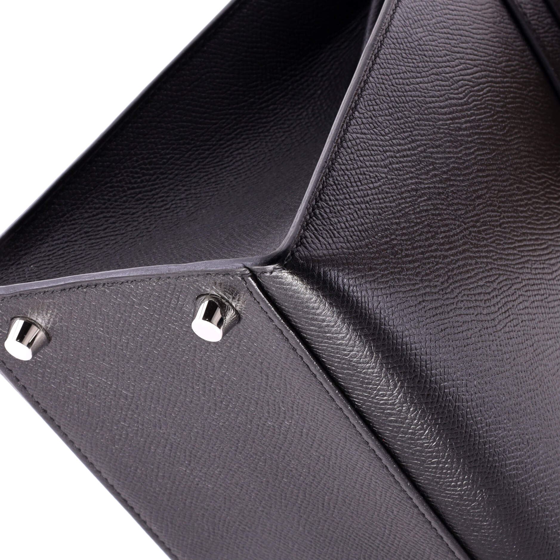 Kelly Handbag Noir Epsom with Palladium Hardware 32 - Image 8