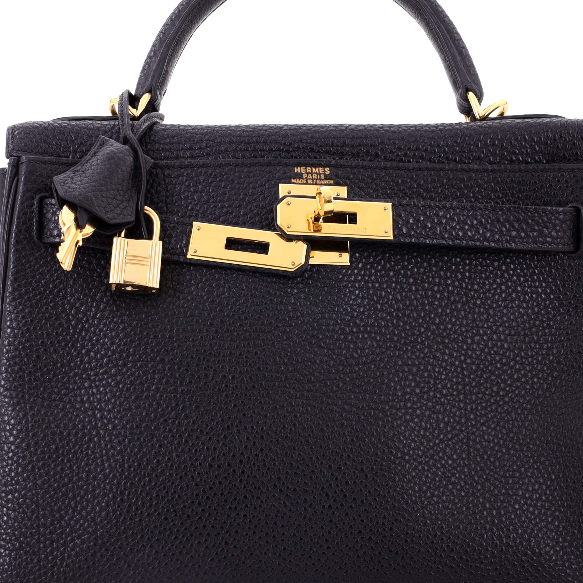 Kelly Handbag Noir Togo with Gold Hardware 28 - Image 6