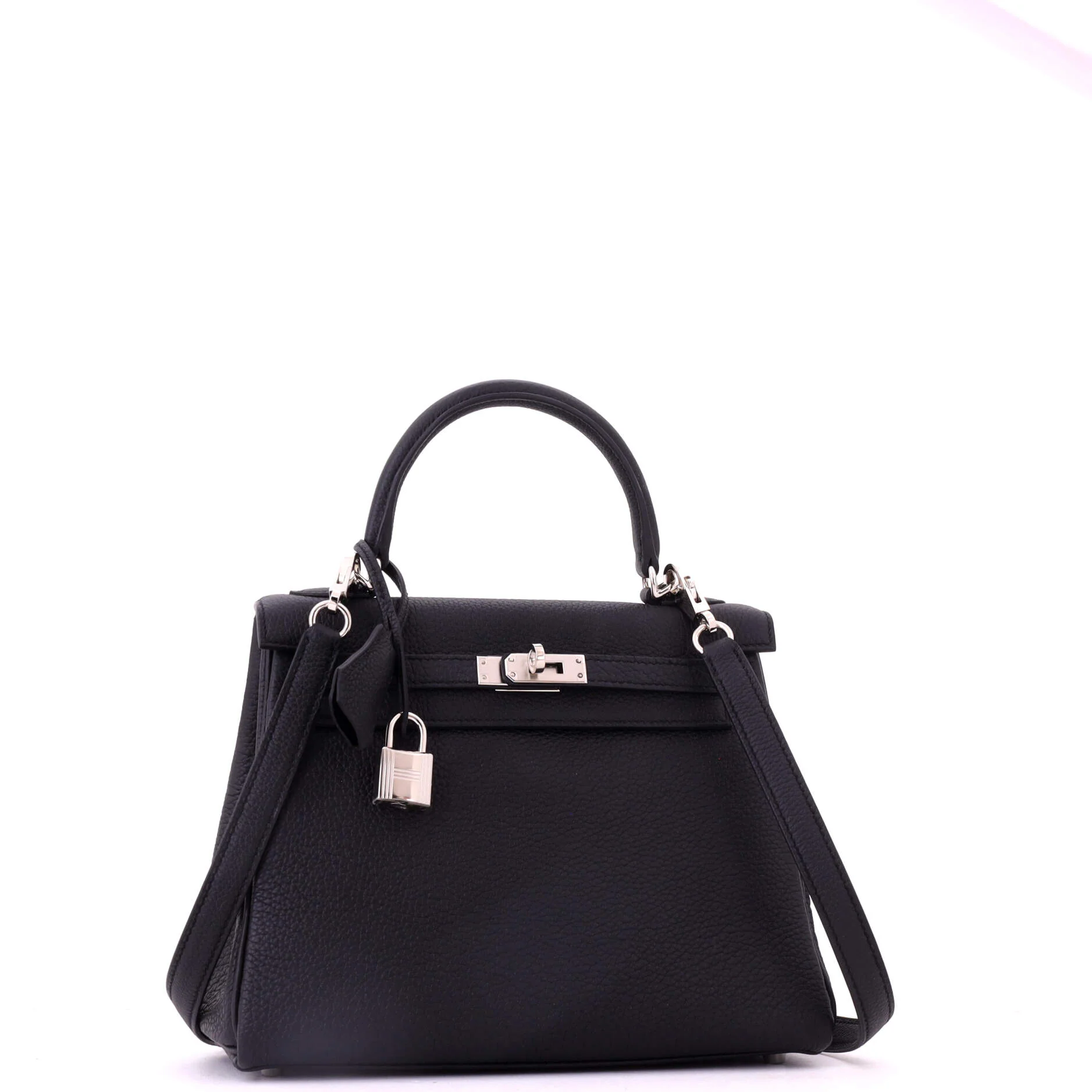 Kelly Handbag Noir Togo with Palladium Hardware 25 - Image 3