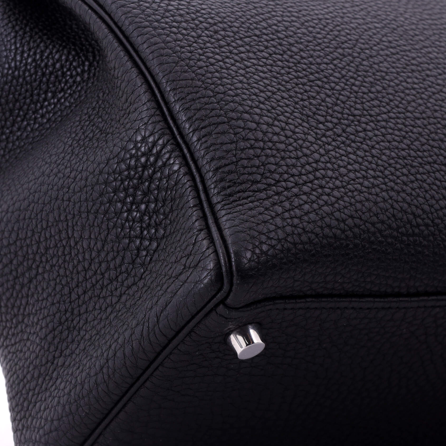 Kelly Handbag Noir Togo with Palladium Hardware 32 - Image 7