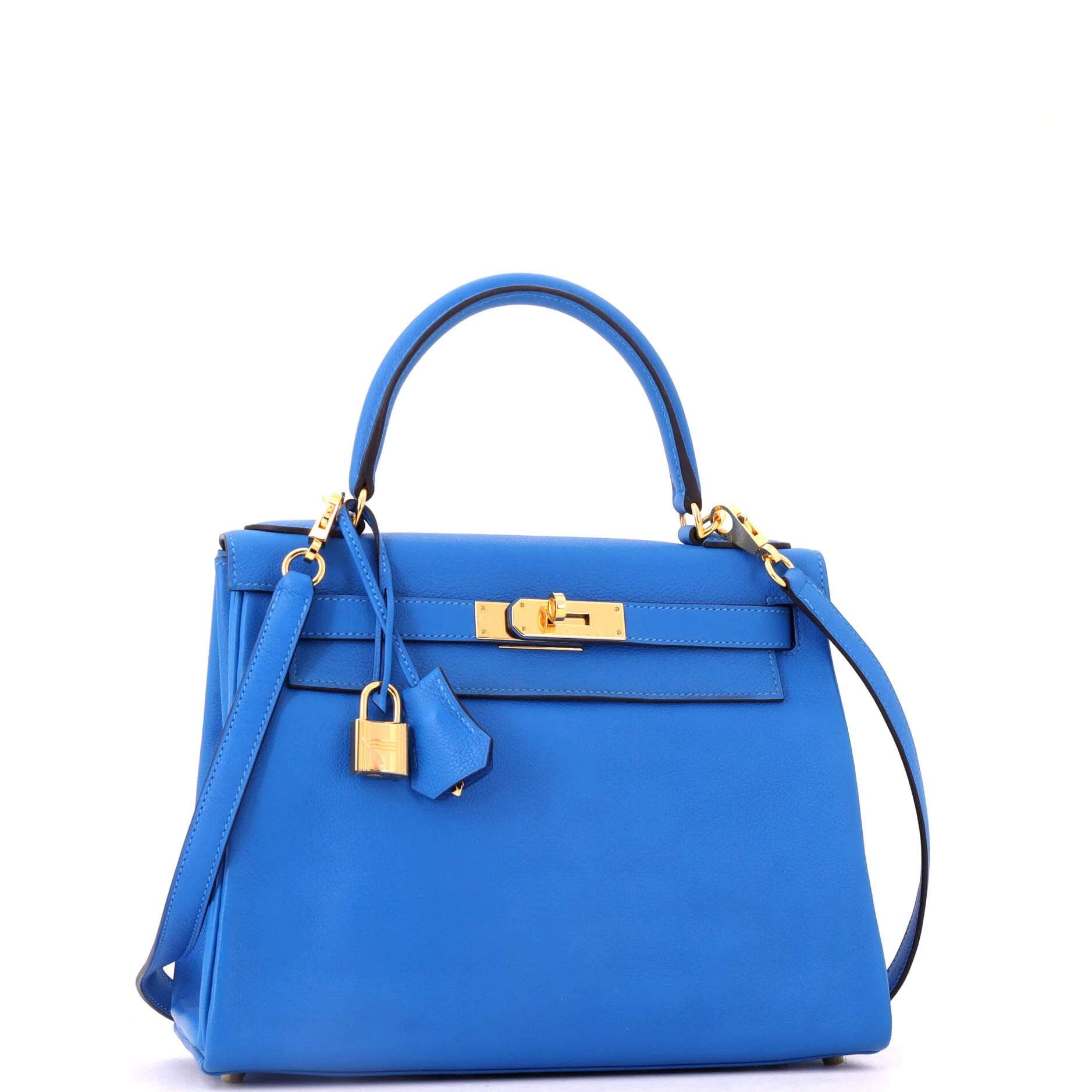Kelly Handbag Bleu Hydra Evercolor with Gold Hardware 28 - Image 2