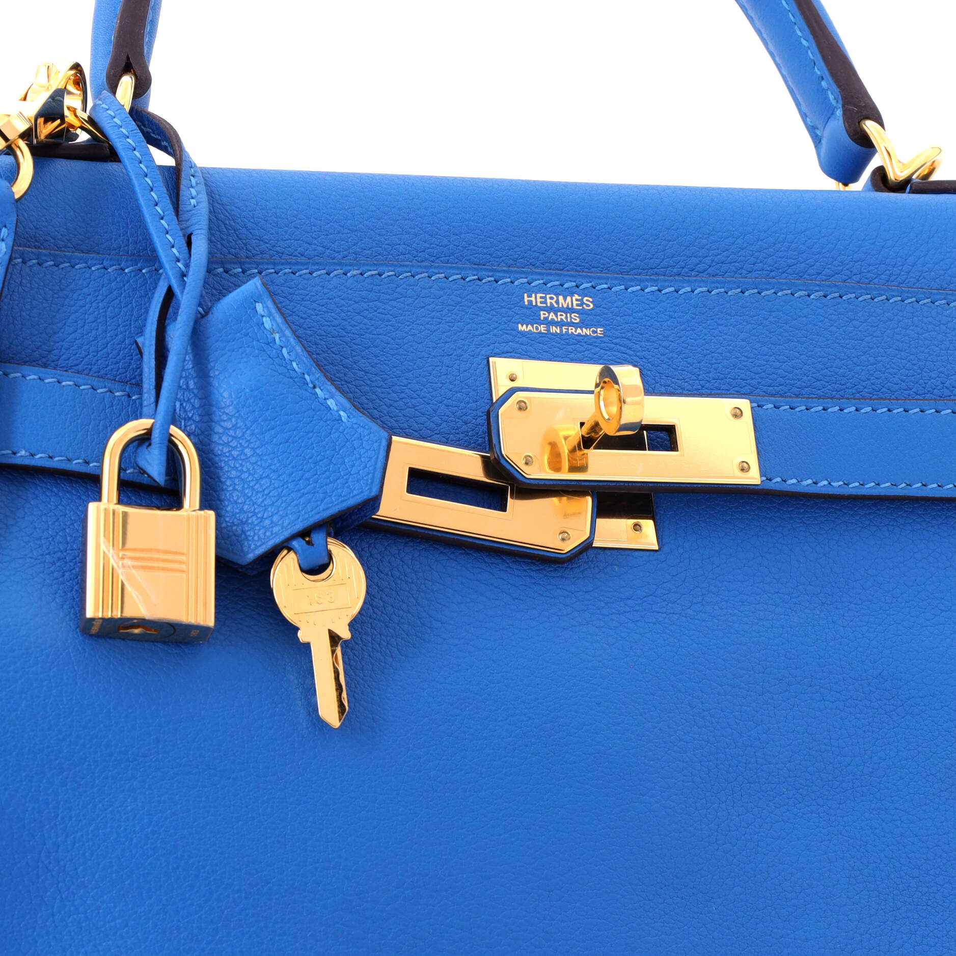 Kelly Handbag Bleu Hydra Evercolor with Gold Hardware 28 - Image 6