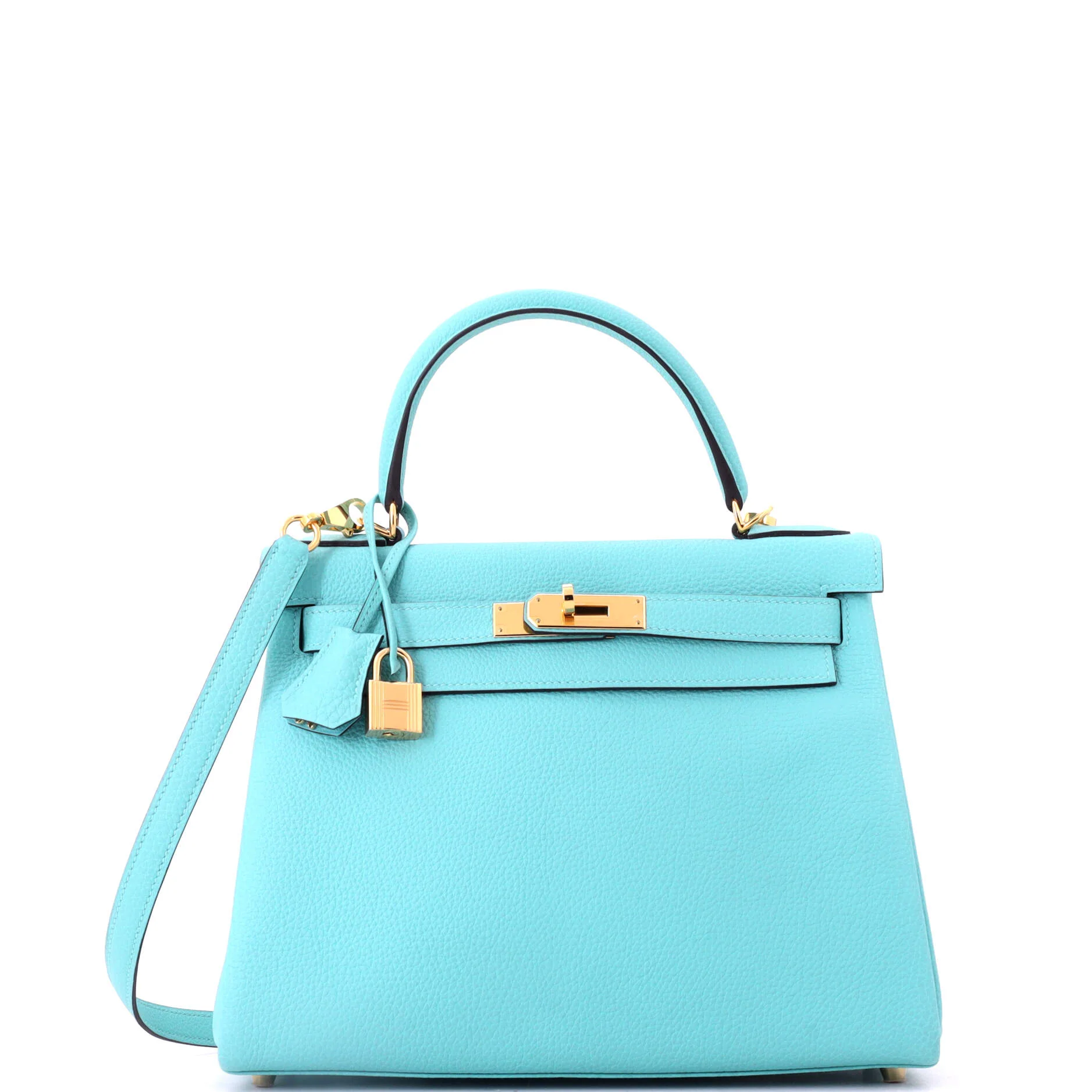Kelly Handbag Bleu Atoll Togo with Gold Hardware 28
