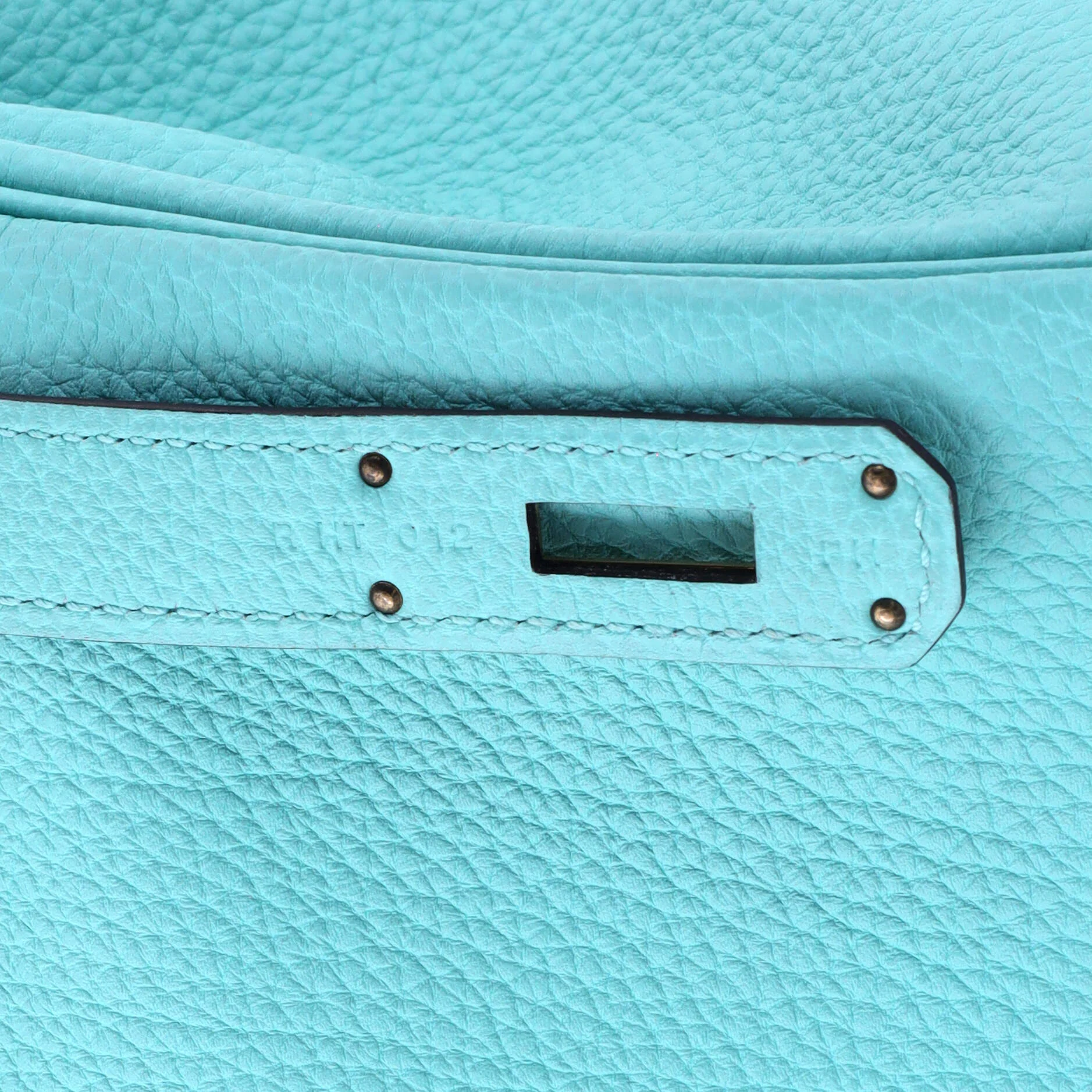 Kelly Handbag Bleu Atoll Togo with Gold Hardware 28 - Image 7