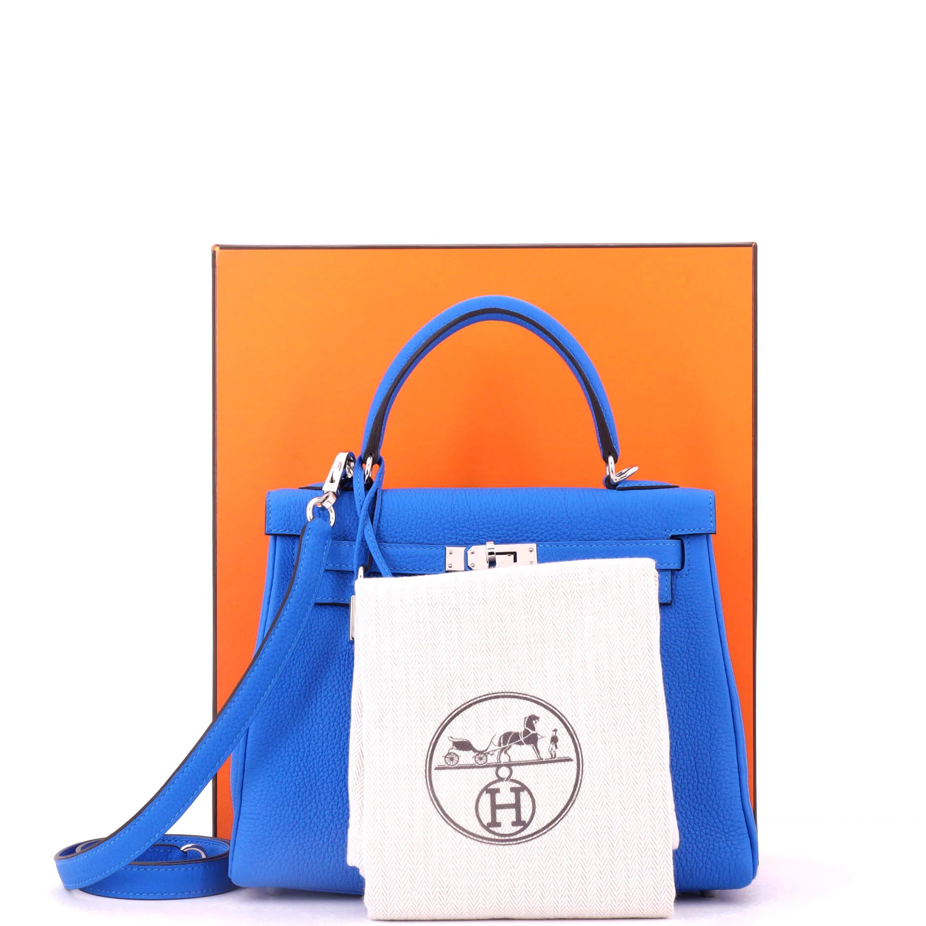 Kelly Handbag New Bleu Hydra Togo with Palladium Hardware 25 - Image 2