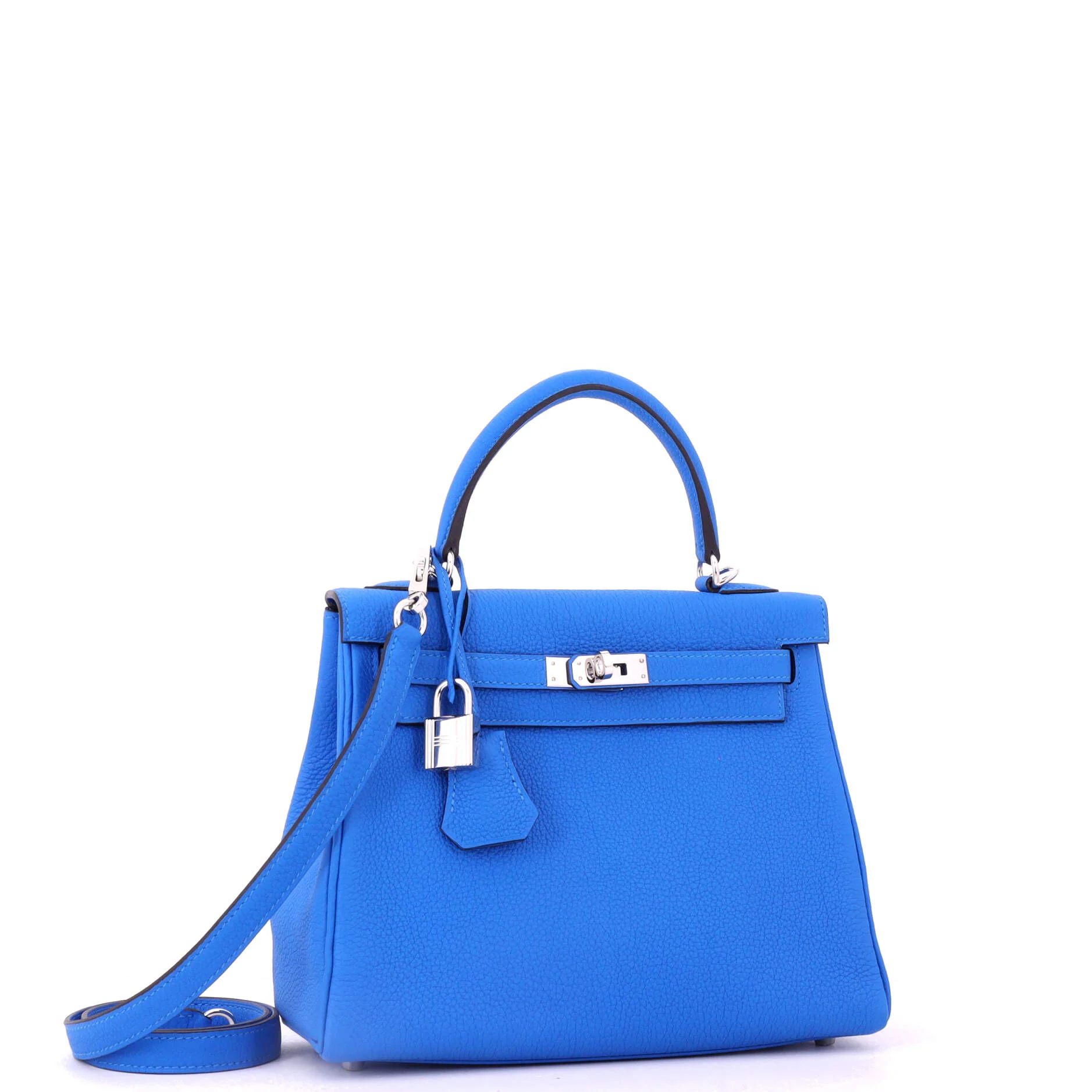 Kelly Handbag New Bleu Hydra Togo with Palladium Hardware 25 - Image 3