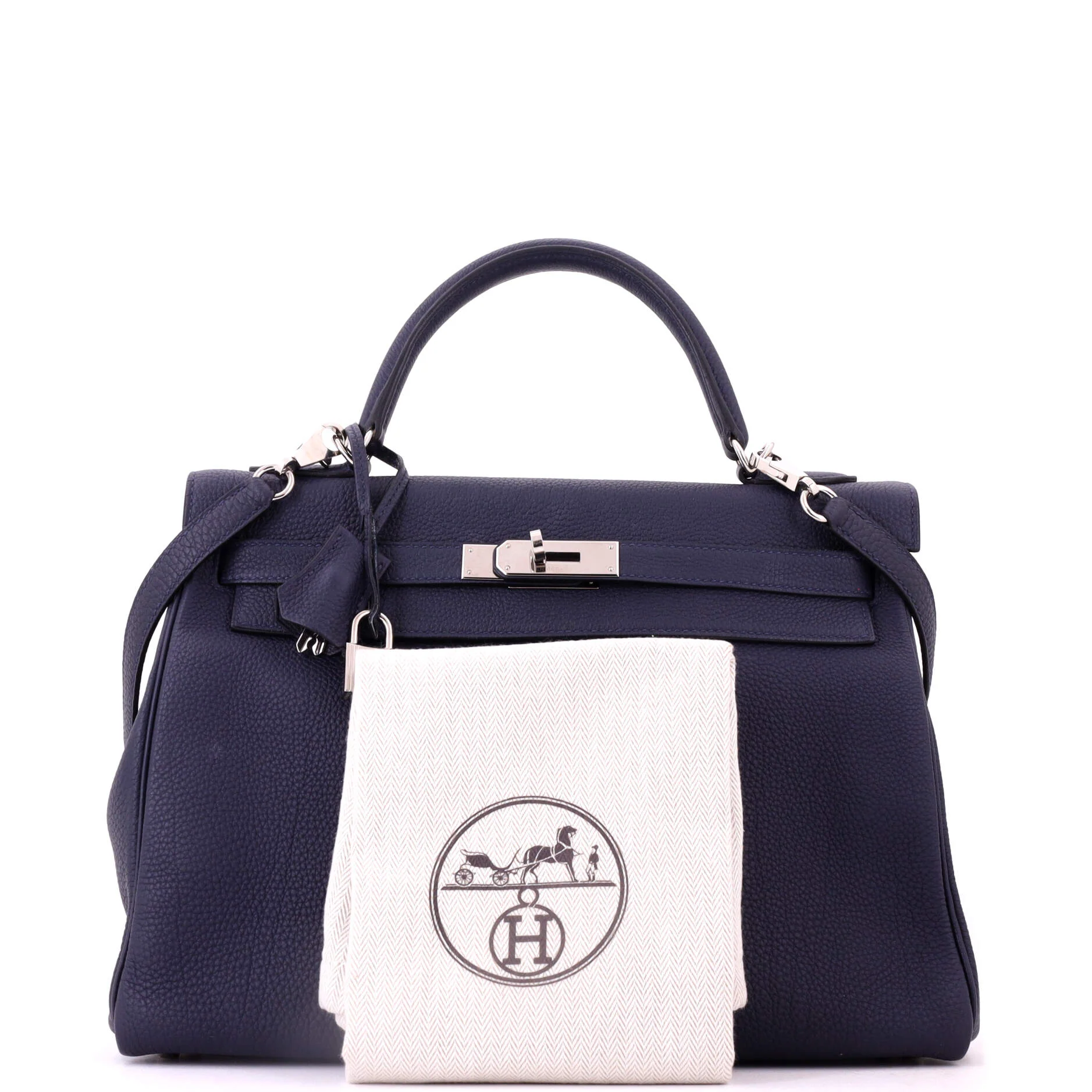 Kelly Handbag Bleu Nuit Togo with Palladium Hardware 32 - Image 2