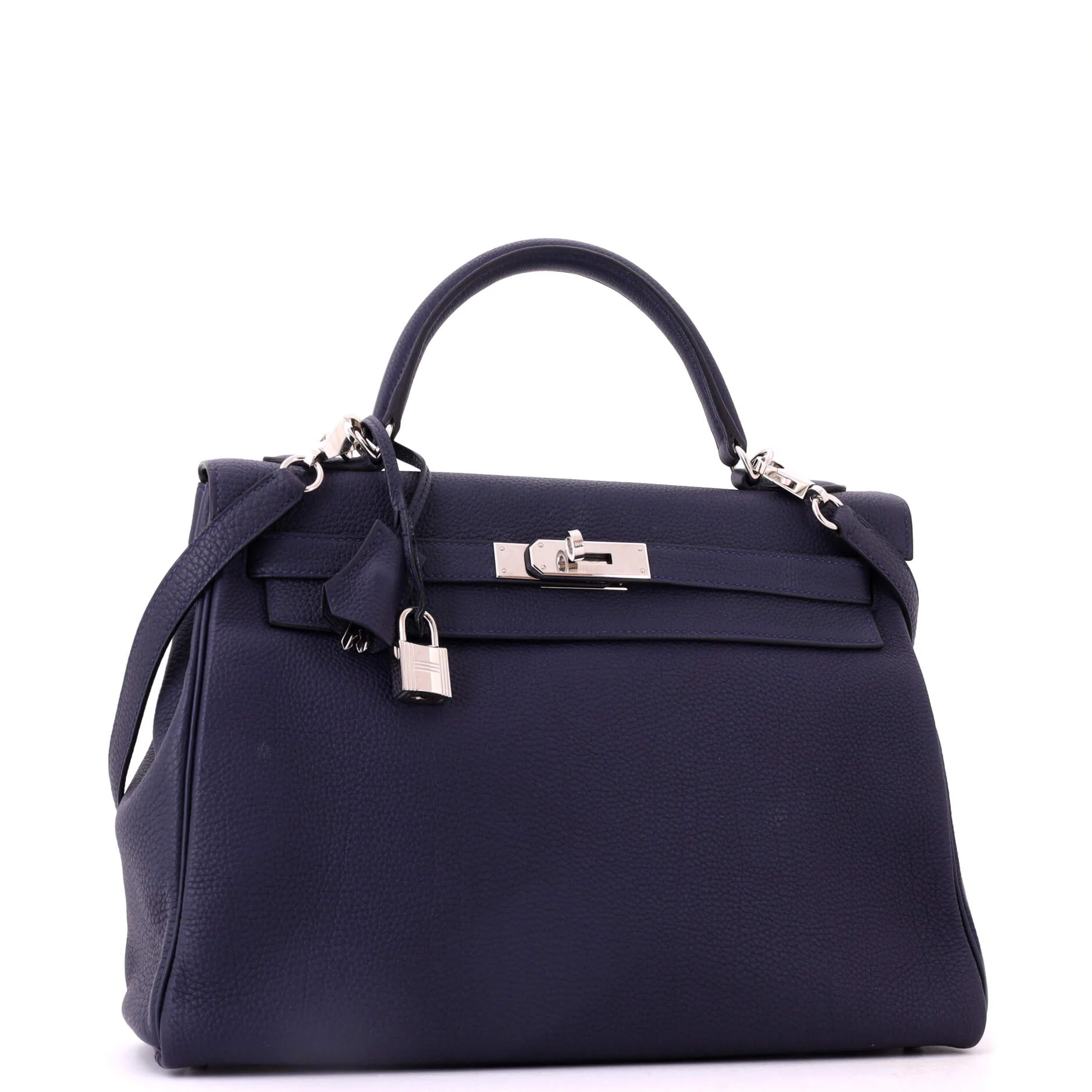 Kelly Handbag Bleu Nuit Togo with Palladium Hardware 32 - Image 3