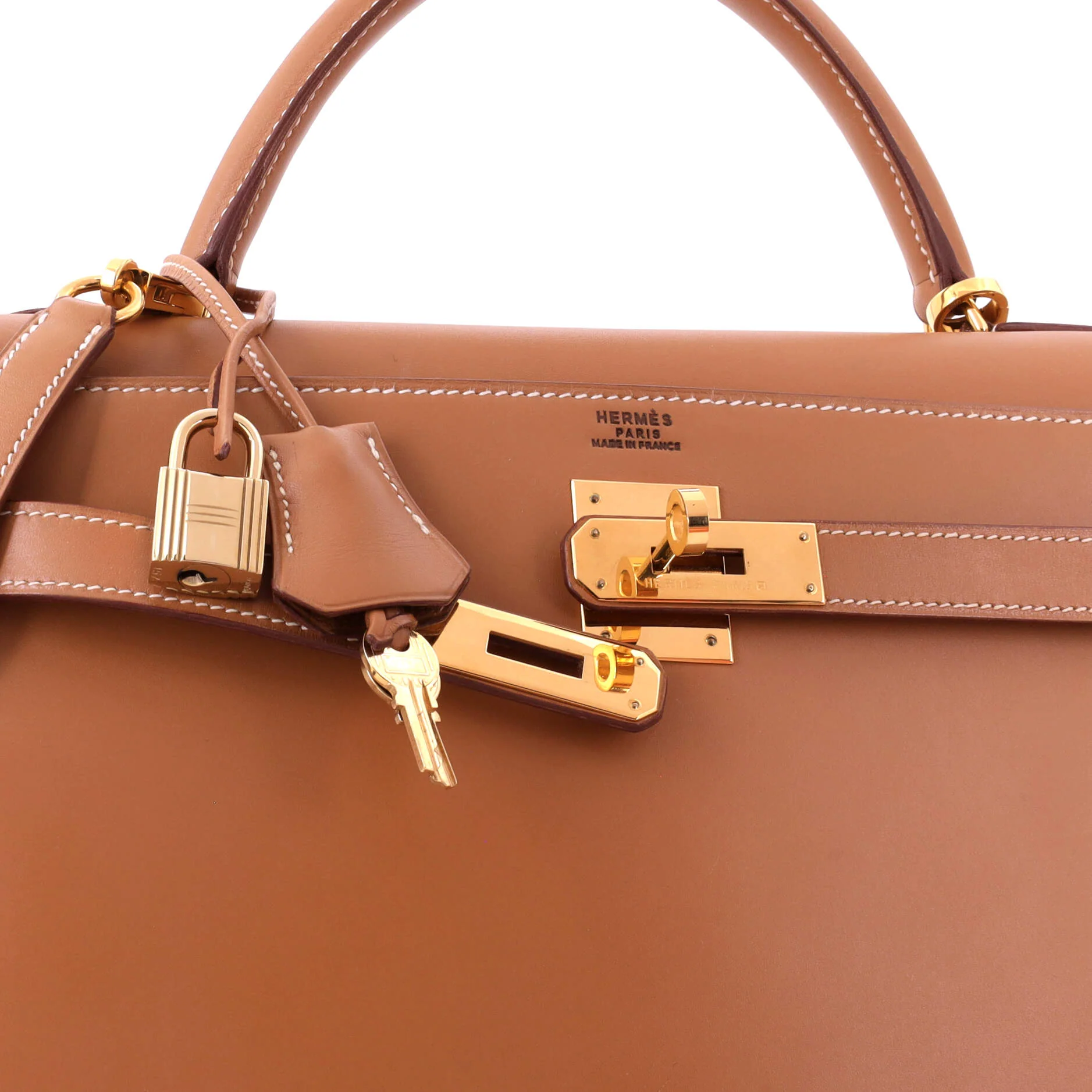 Kelly Handbag Natural Chamonix with Gold Hardware 32 - Image 7