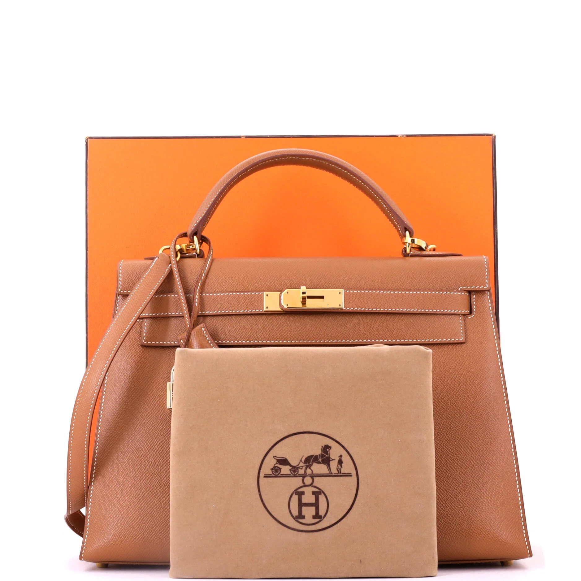Kelly Handbag Gold Courchevel with Gold Hardware 32 - Image 2