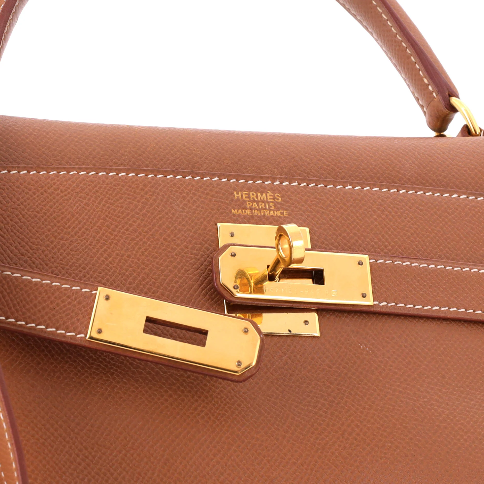Kelly Handbag Gold Courchevel with Gold Hardware 32 - Image 6
