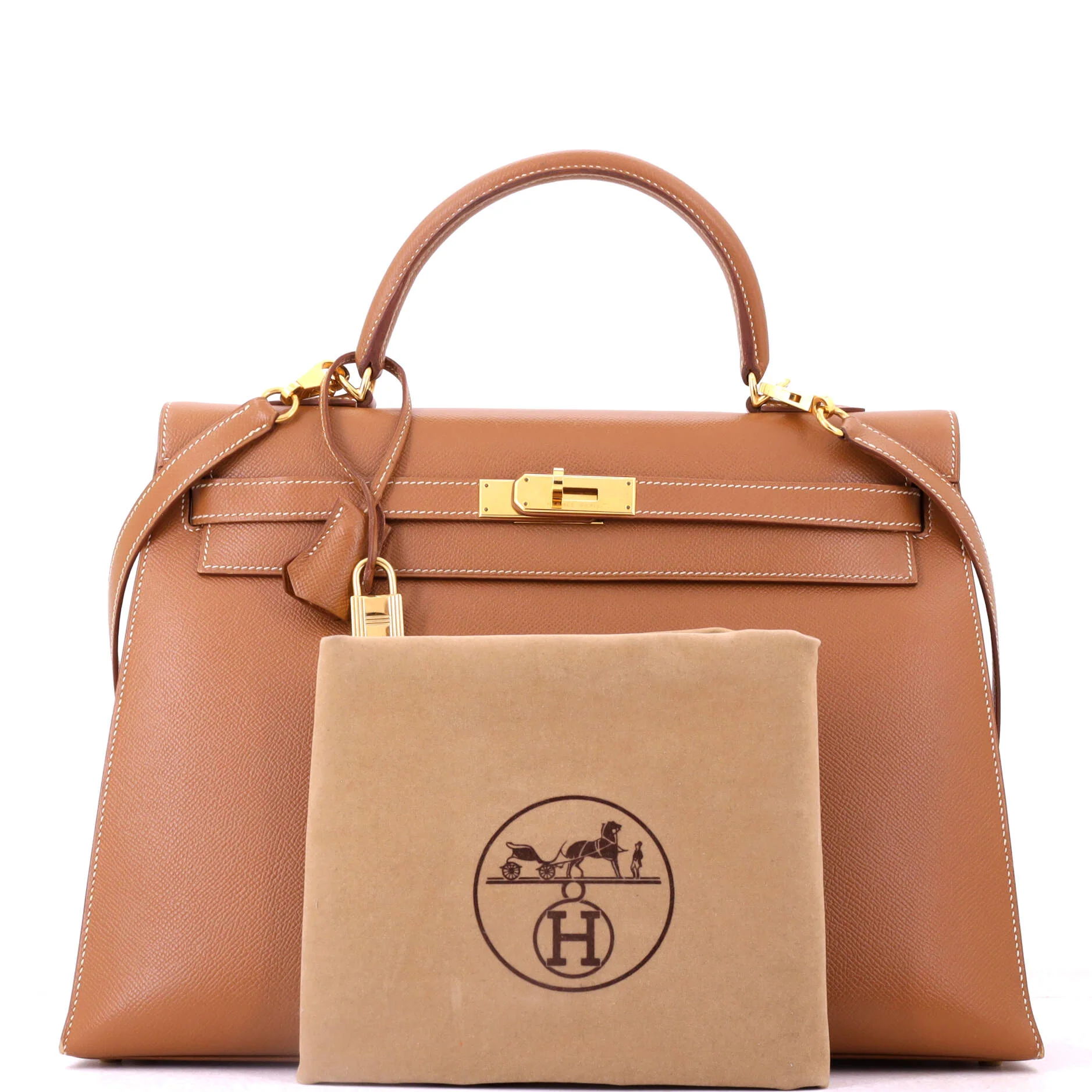 Kelly Handbag Gold Courchevel with Gold Hardware 35 - Image 2