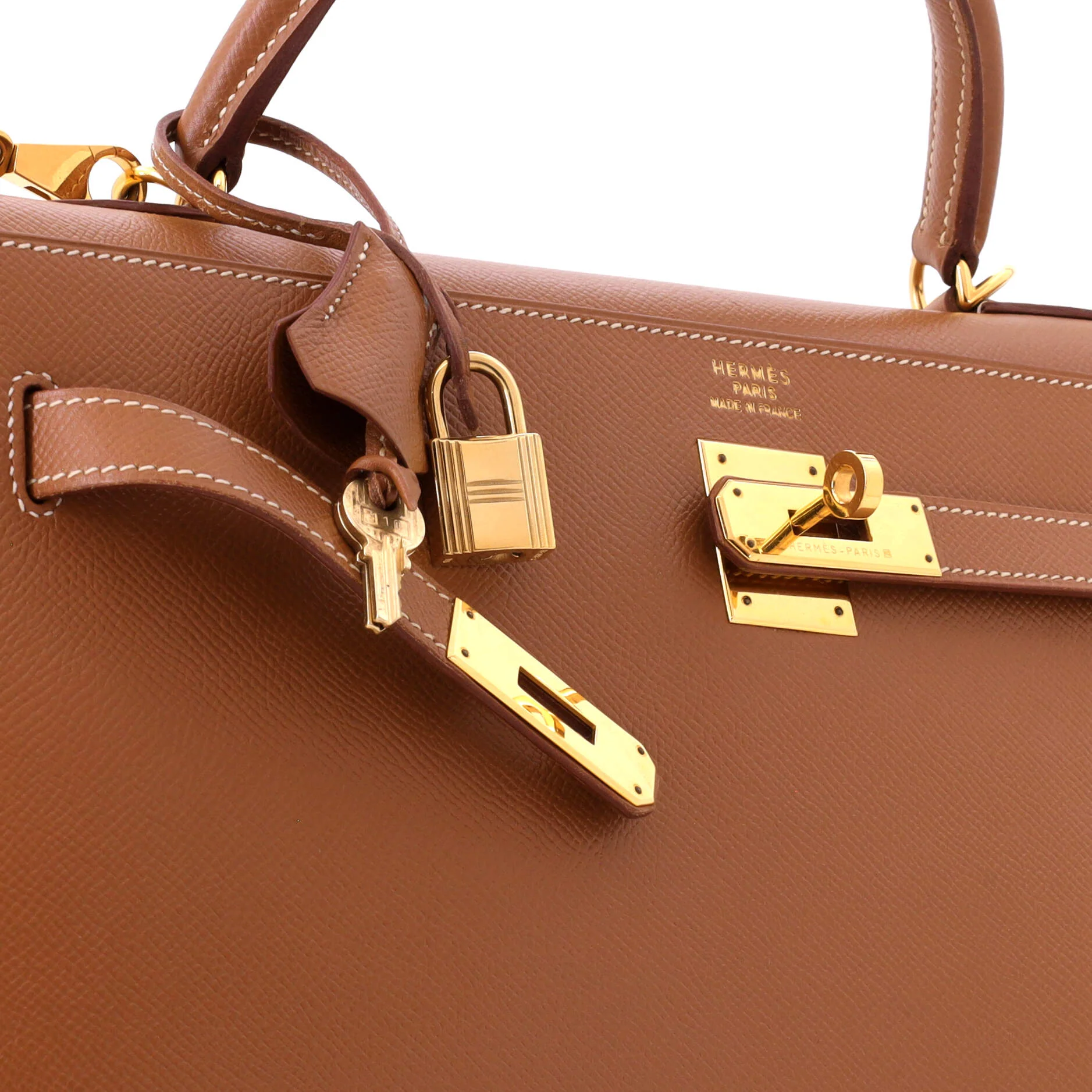 Kelly Handbag Gold Courchevel with Gold Hardware 35 - Image 7