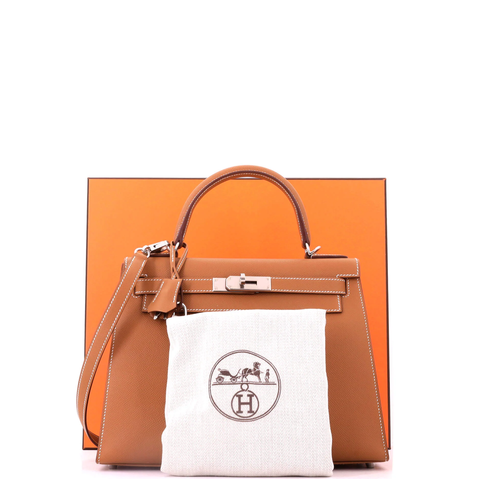 Kelly Handbag Gold Epsom with Palladium Hardware 28 - Image 2