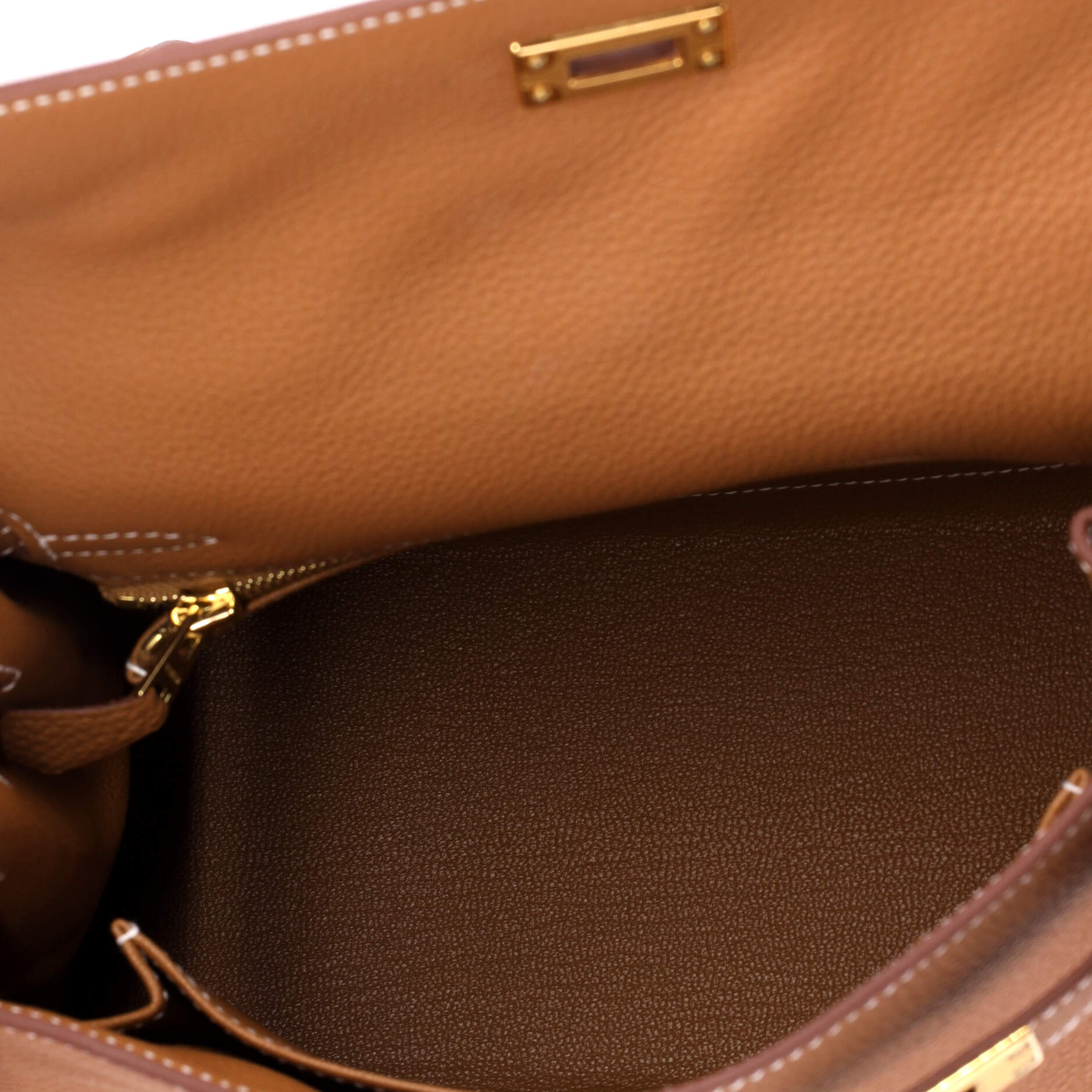 Kelly Handbag Gold Togo with Gold Hardware 25 - Image 6