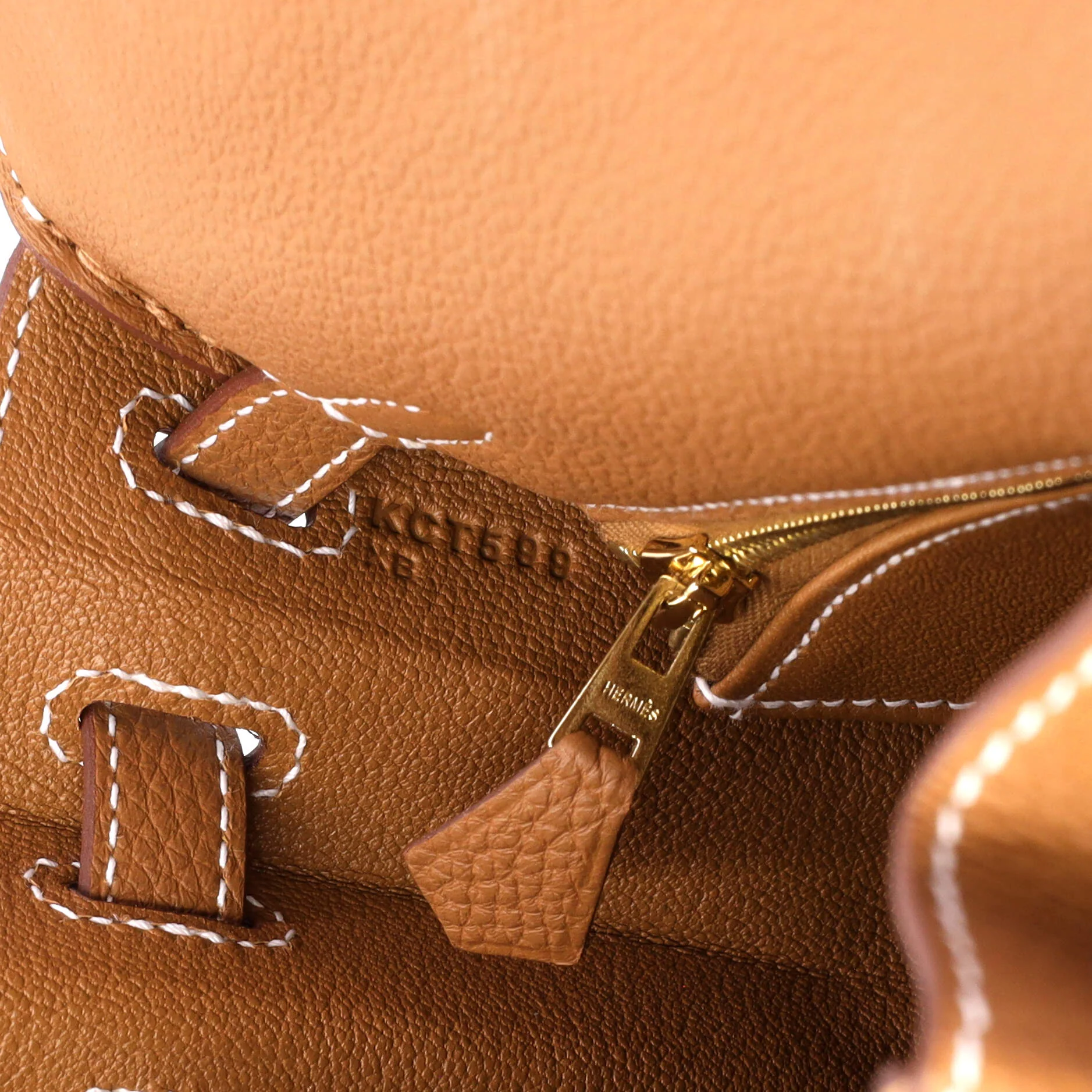 Kelly Handbag Gold Togo with Gold Hardware 25 - Image 8