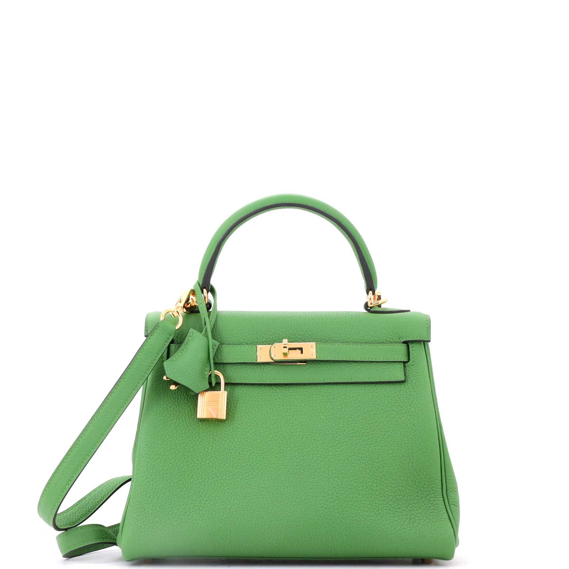 Kelly Handbag Vert Yucca Togo with Gold Hardware 25