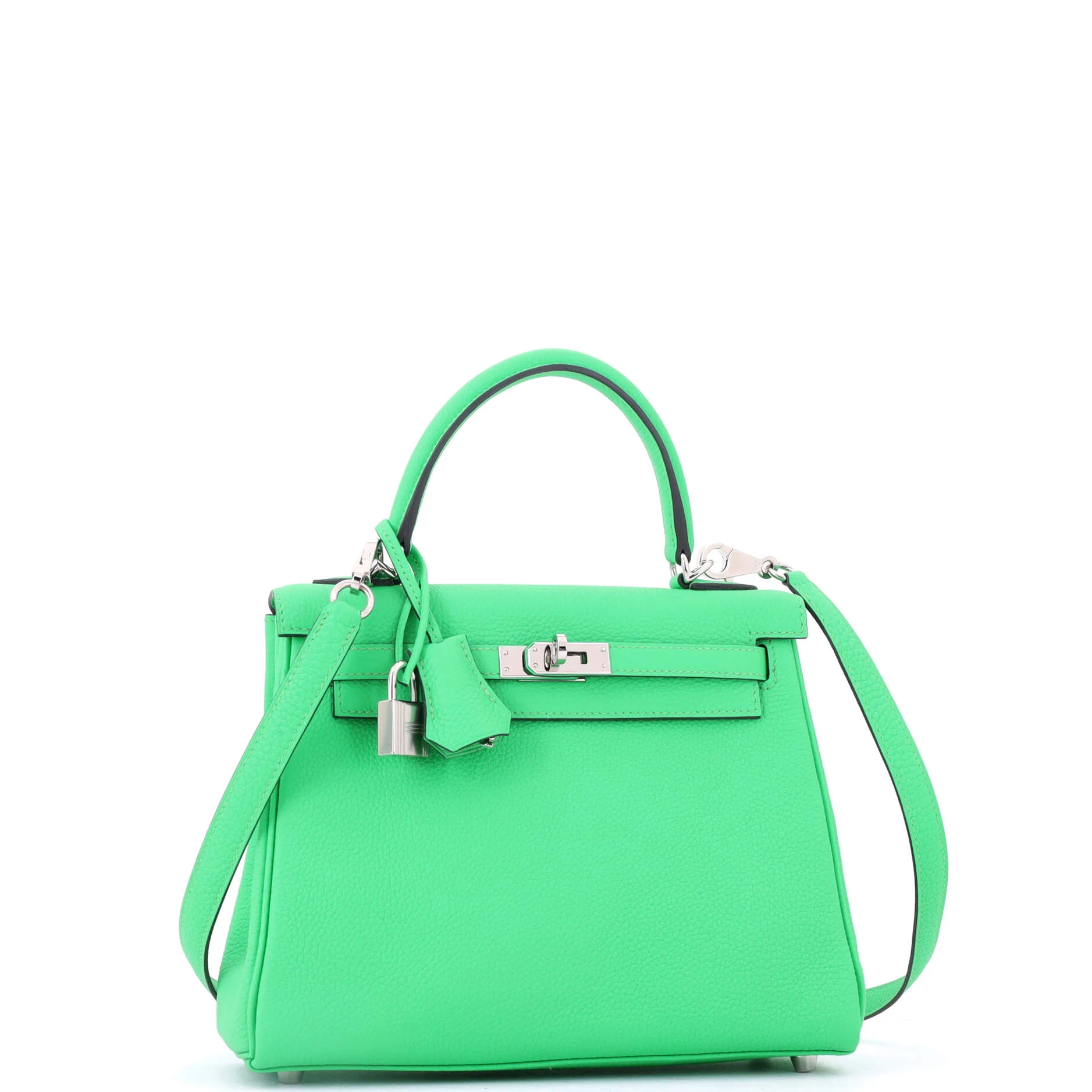 Kelly Handbag Vert Comics Togo with Palladium Hardware 25 - Image 3