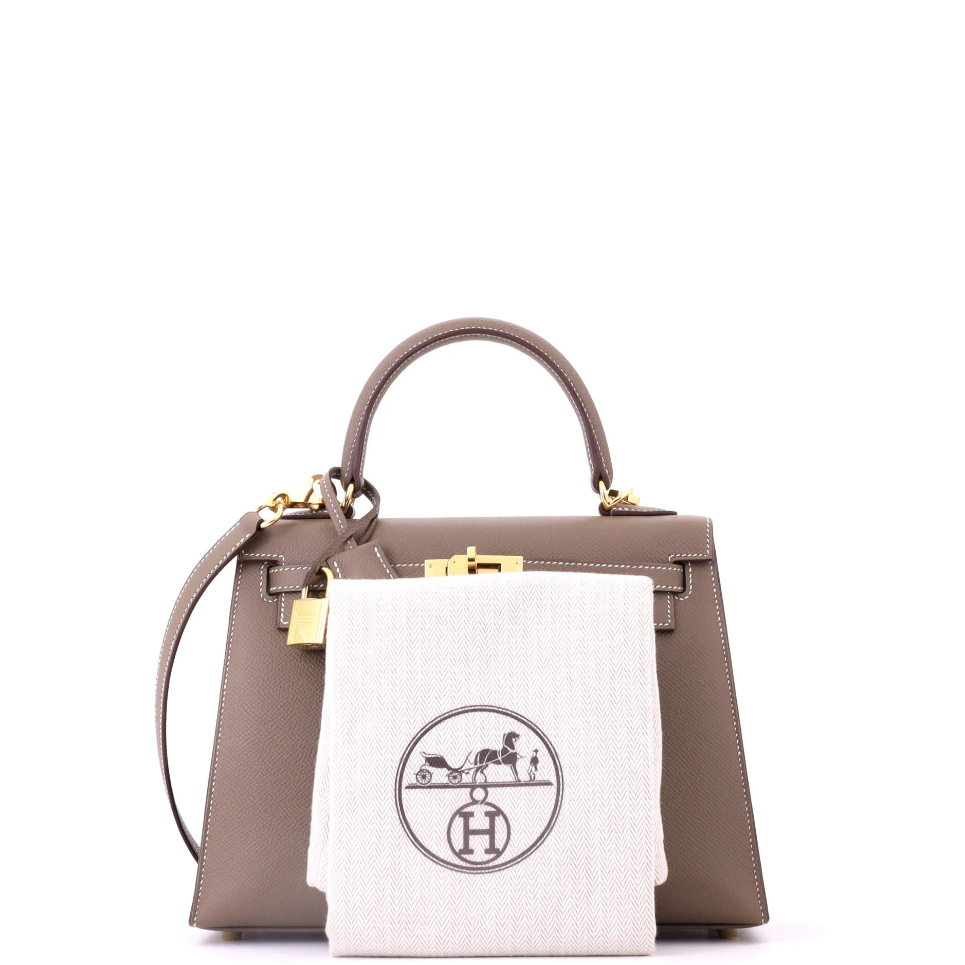 Kelly Handbag Grey Epsom with Gold Hardware 25 - Image 2