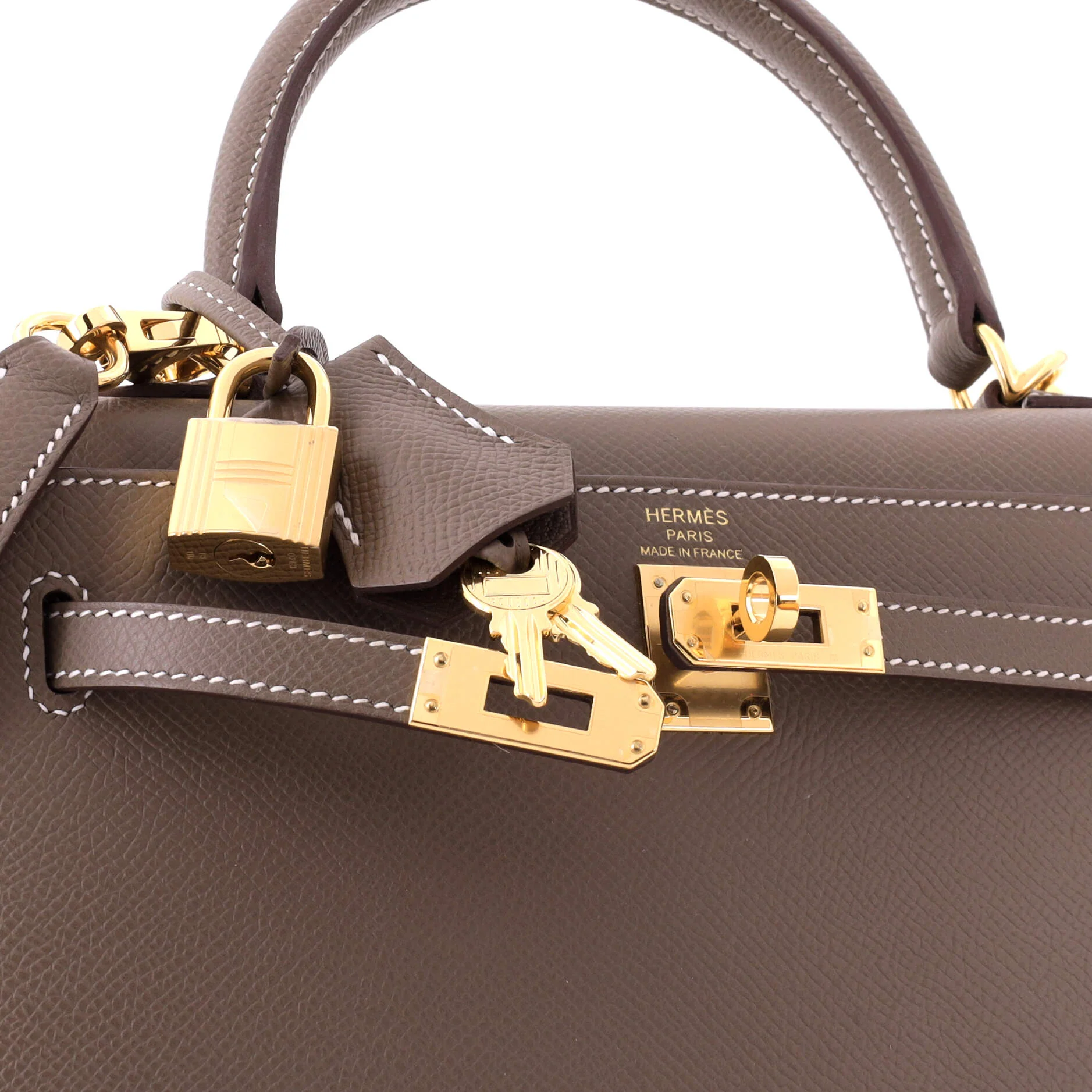 Kelly Handbag Grey Epsom with Gold Hardware 25 - Image 7