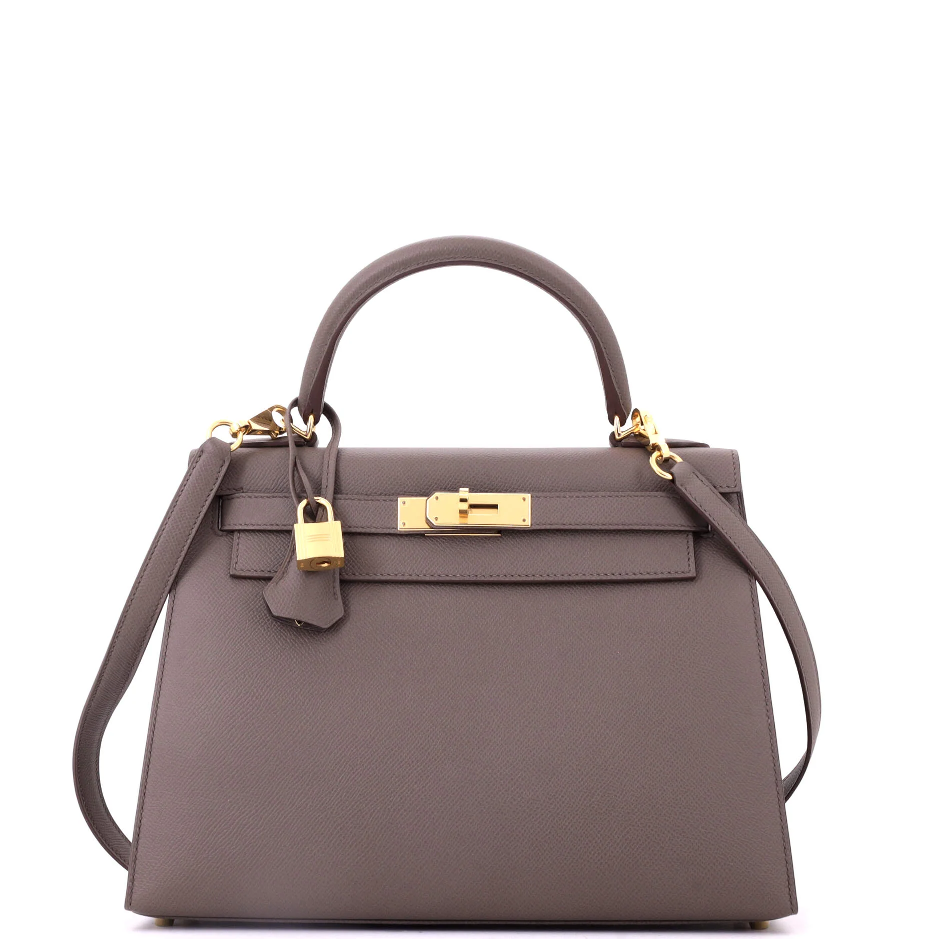 Kelly Handbag Grey Epsom with Gold Hardware 28