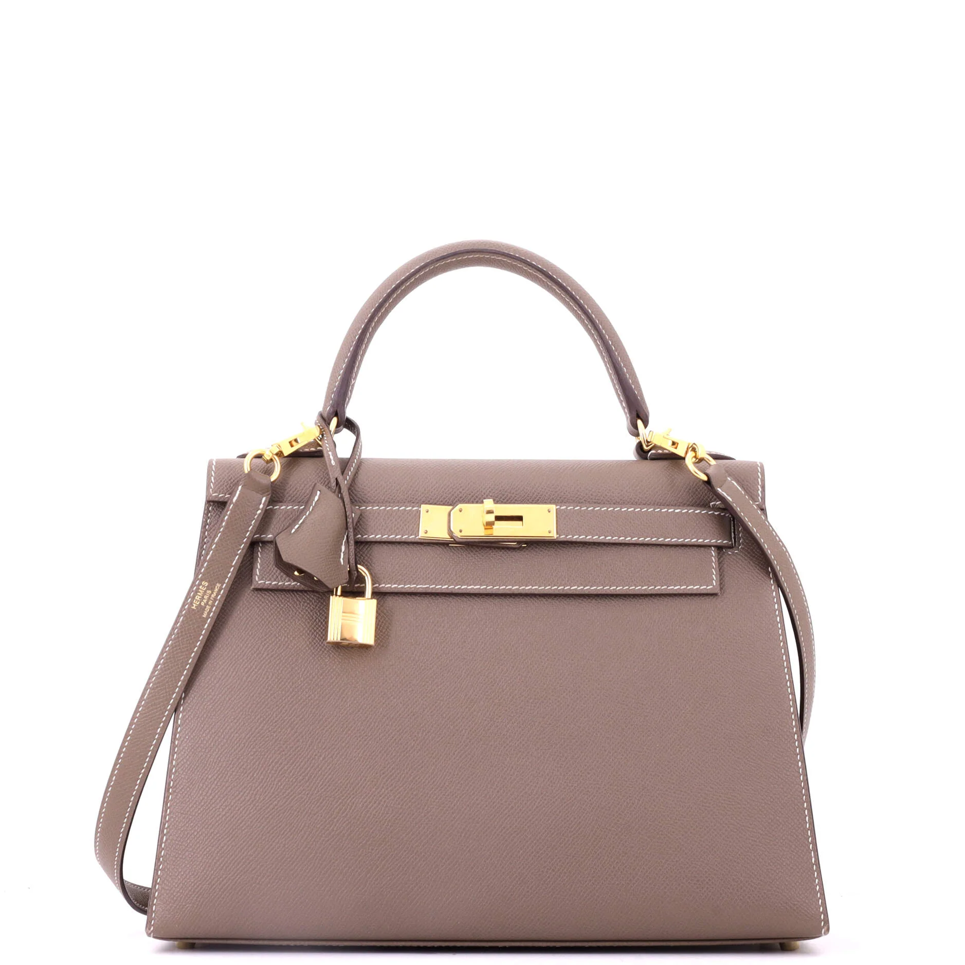 Kelly Handbag Grey Epsom with Gold Hardware 28