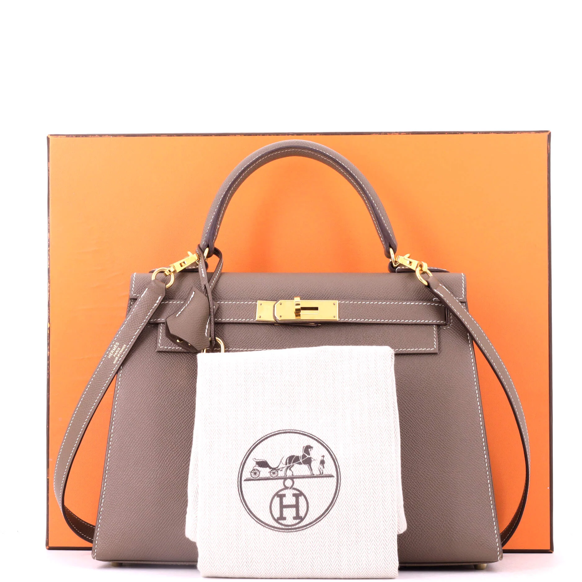 Kelly Handbag Grey Epsom with Gold Hardware 28 - Image 2