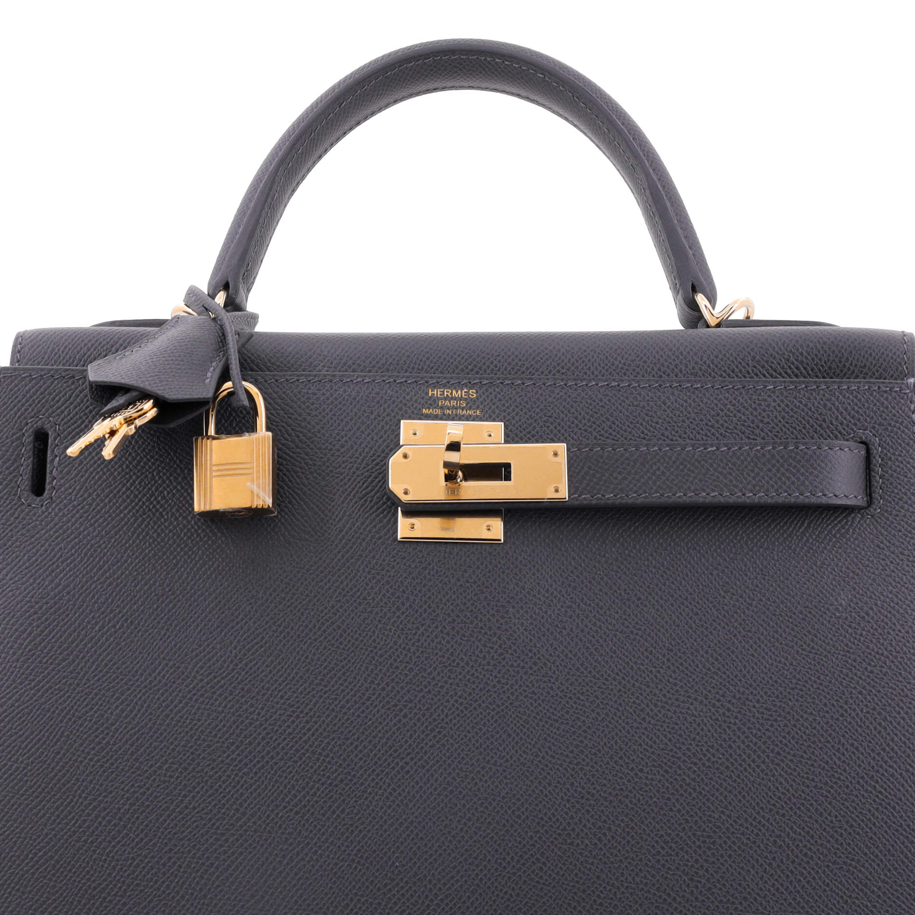Kelly Handbag Grey Epsom with Permabrass Hardware 28 - Image 5