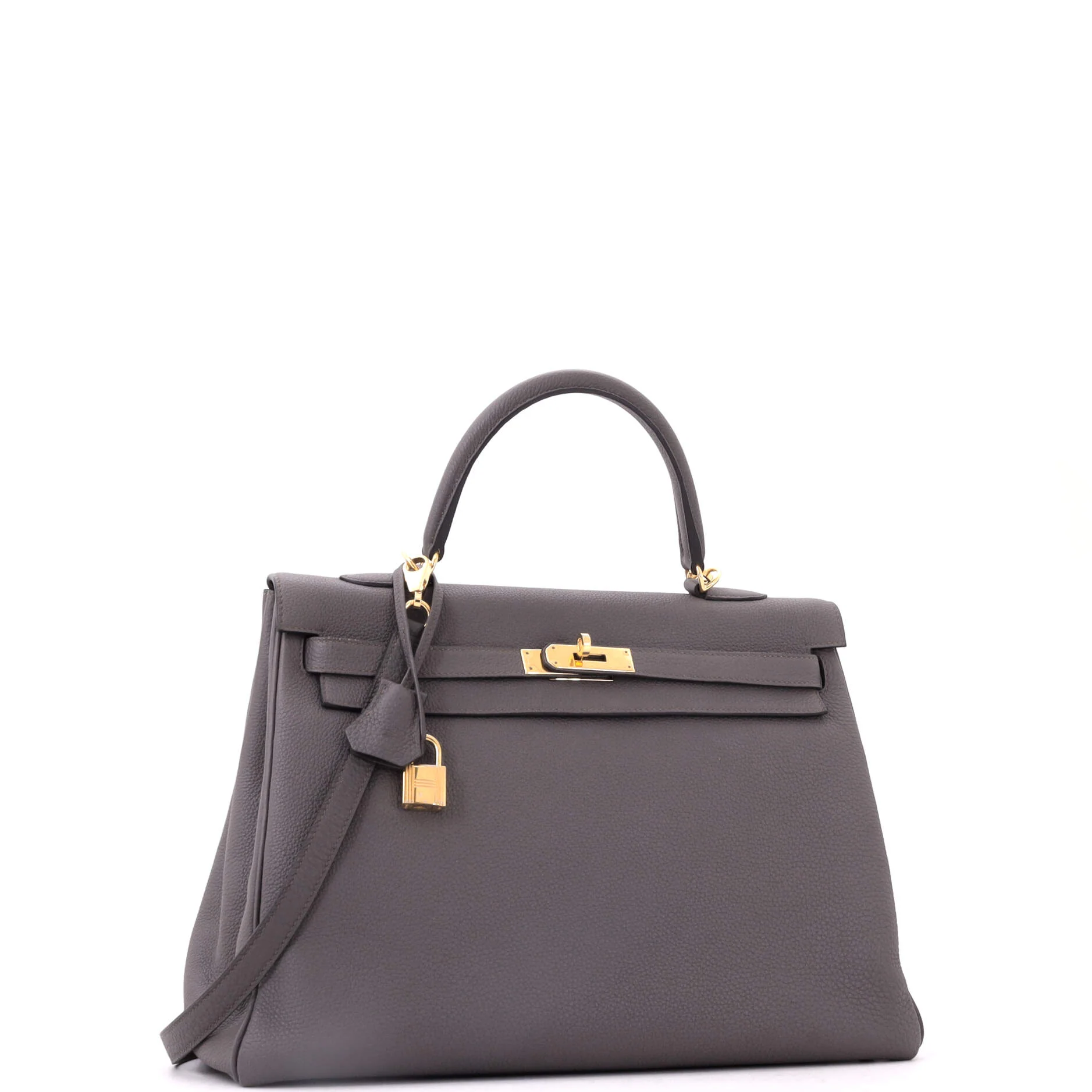 Kelly Handbag Grey Togo with Gold Hardware 35 - Image 2