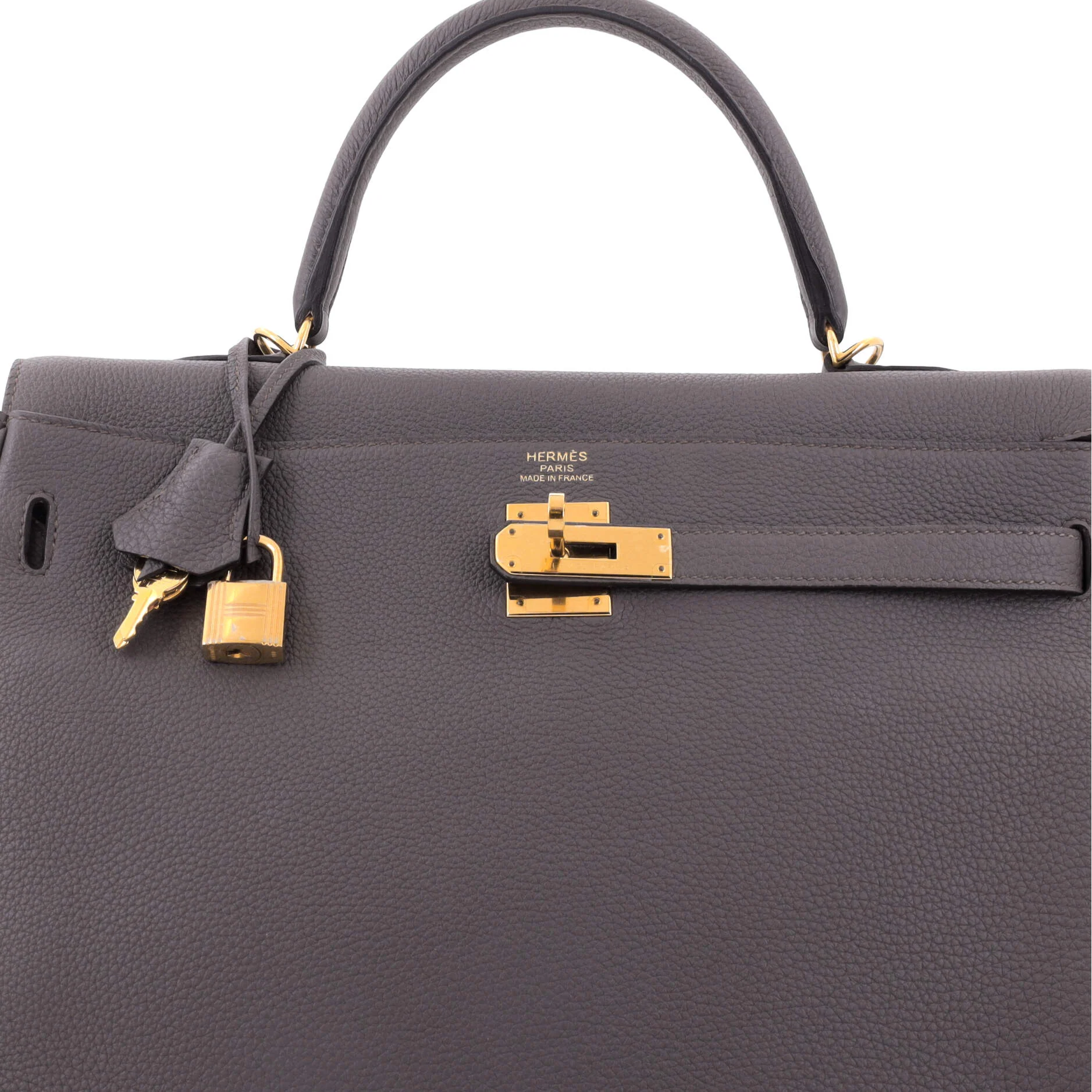 Kelly Handbag Grey Togo with Gold Hardware 35 - Image 5