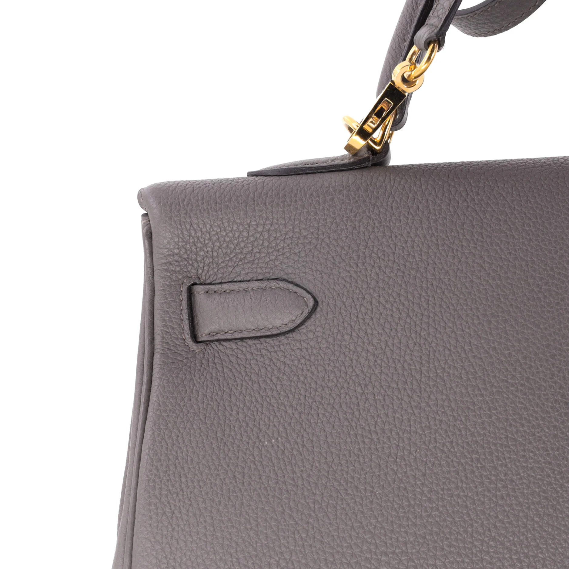 Kelly Handbag Grey Togo with Gold Hardware 35 - Image 8