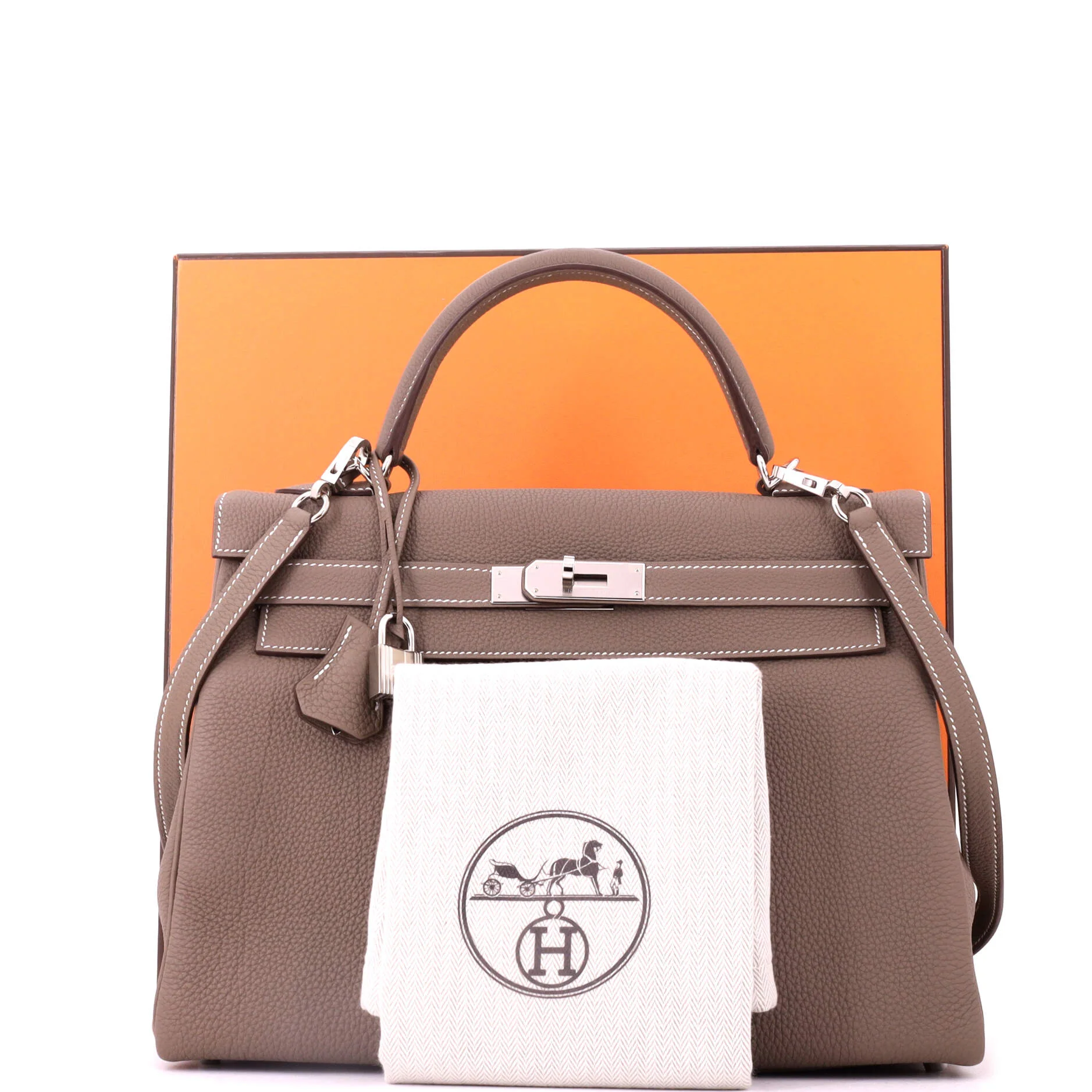 Kelly Handbag Grey Togo with Palladium Hardware 32 - Image 2