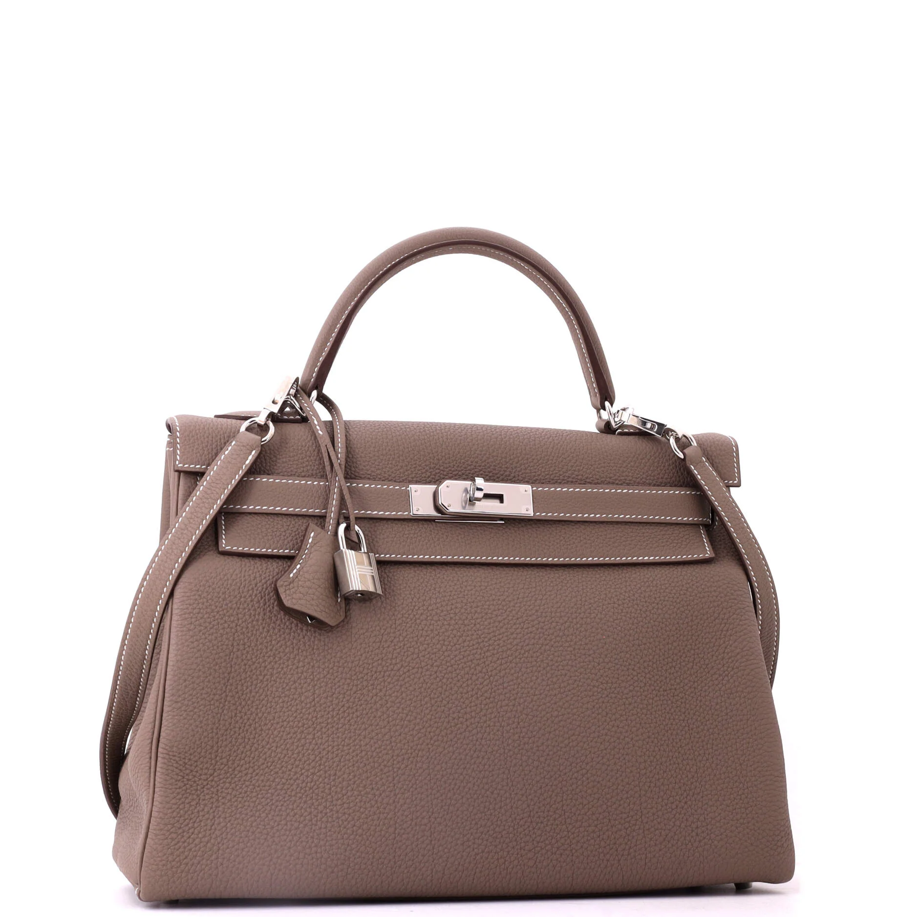 Kelly Handbag Grey Togo with Palladium Hardware 32 - Image 3