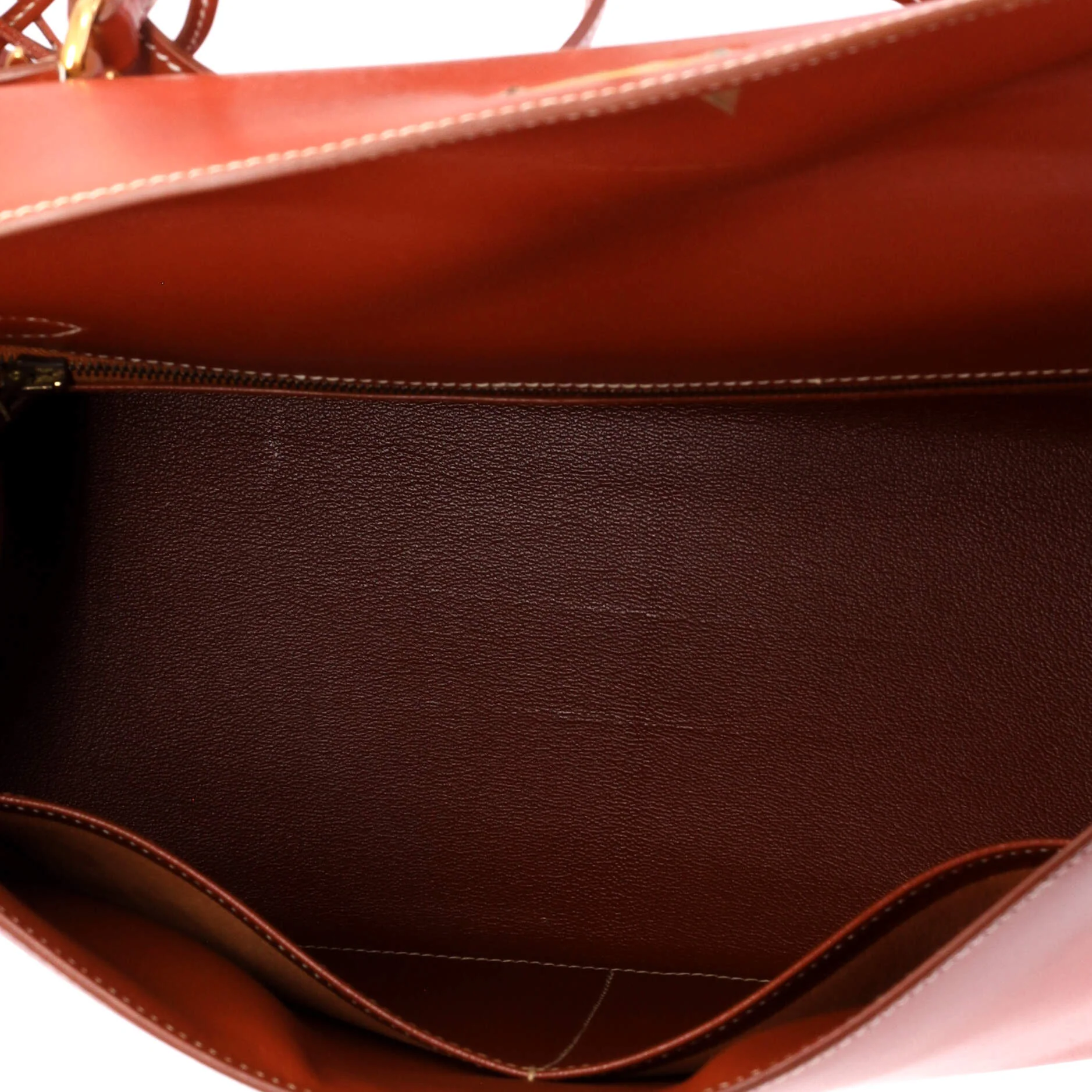 Kelly Handbag Brique Box Calf with Gold Hardware 32 - Image 5