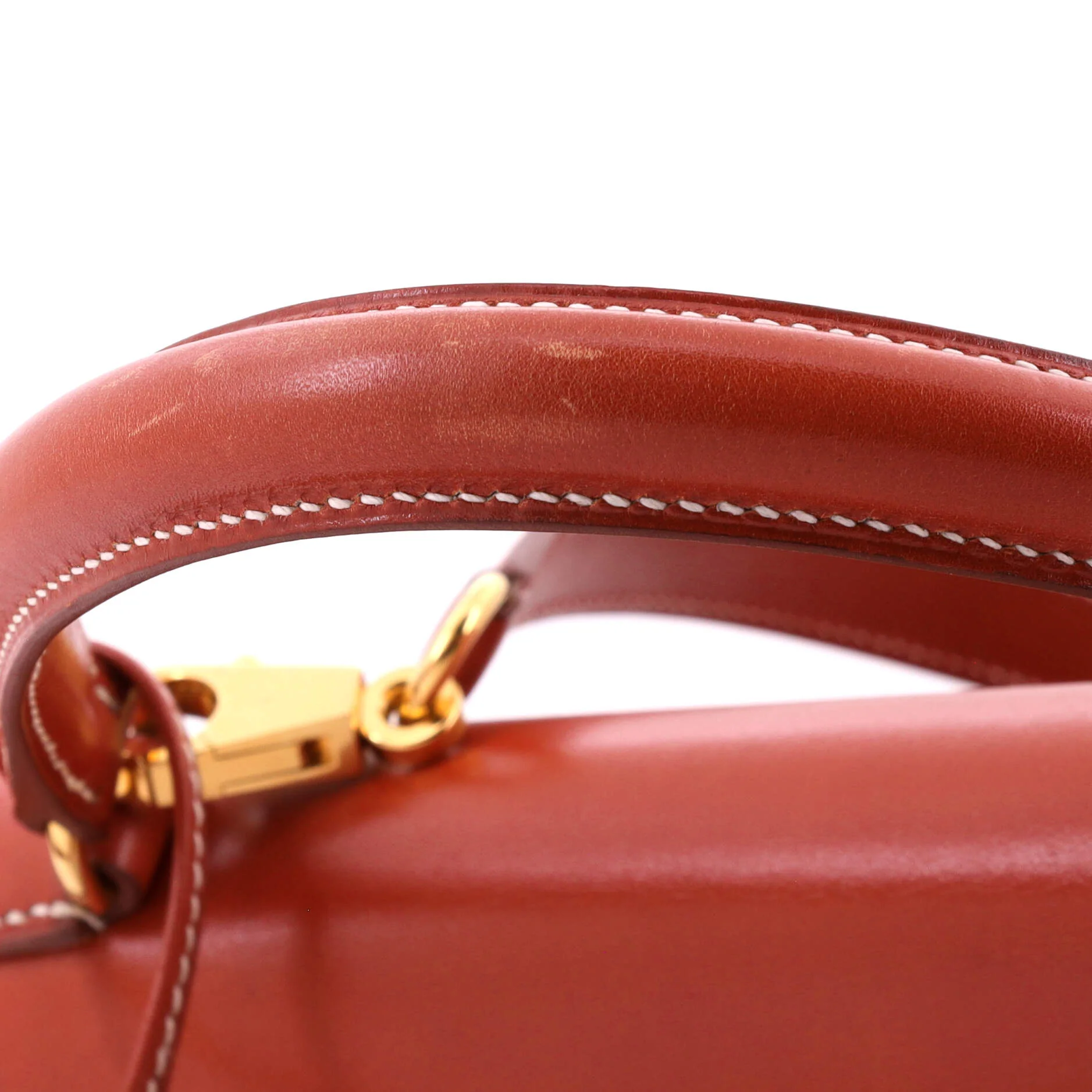 Kelly Handbag Brique Box Calf with Gold Hardware 32 - Image 8
