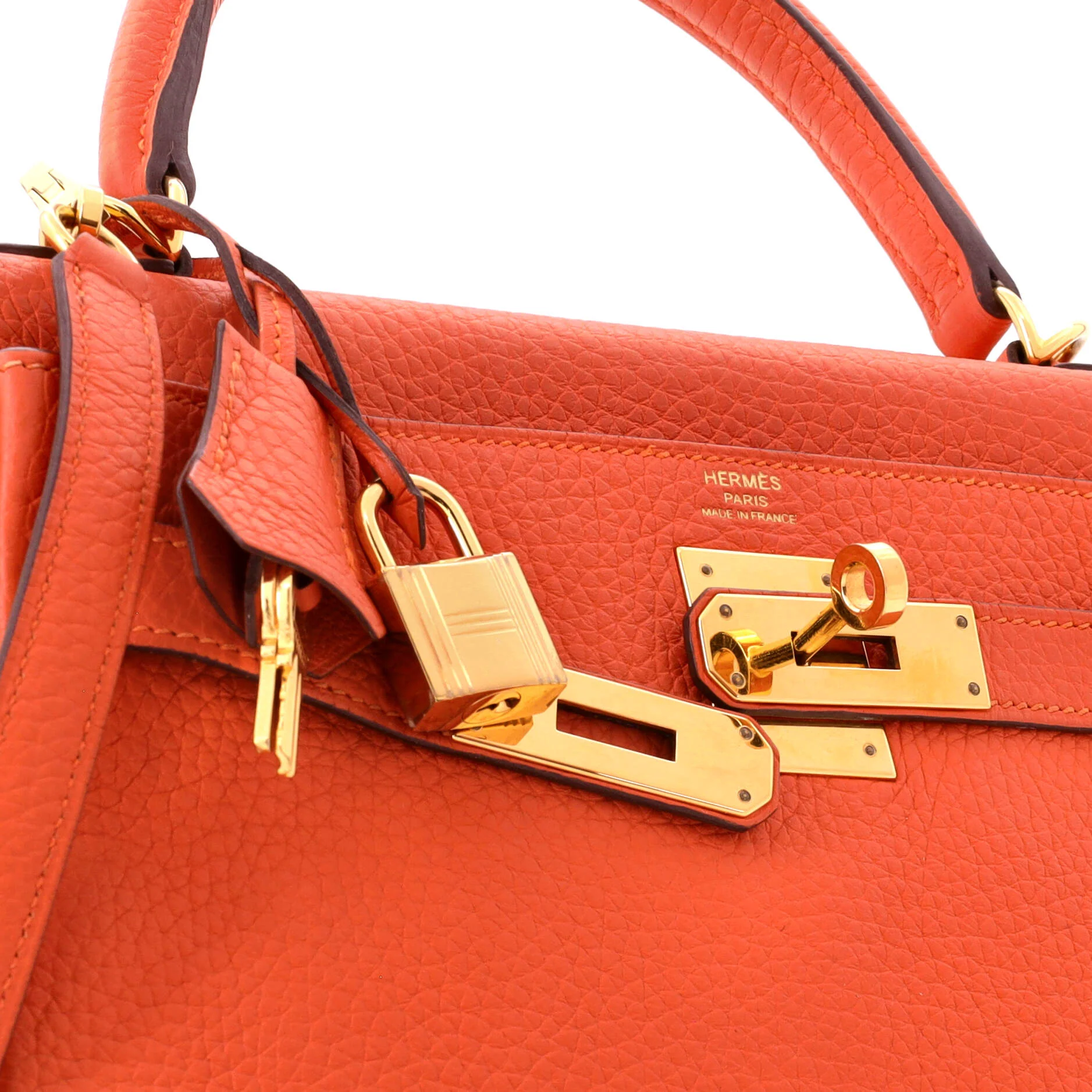 Kelly Handbag Feu Clemence with Gold Hardware 28 - Image 6
