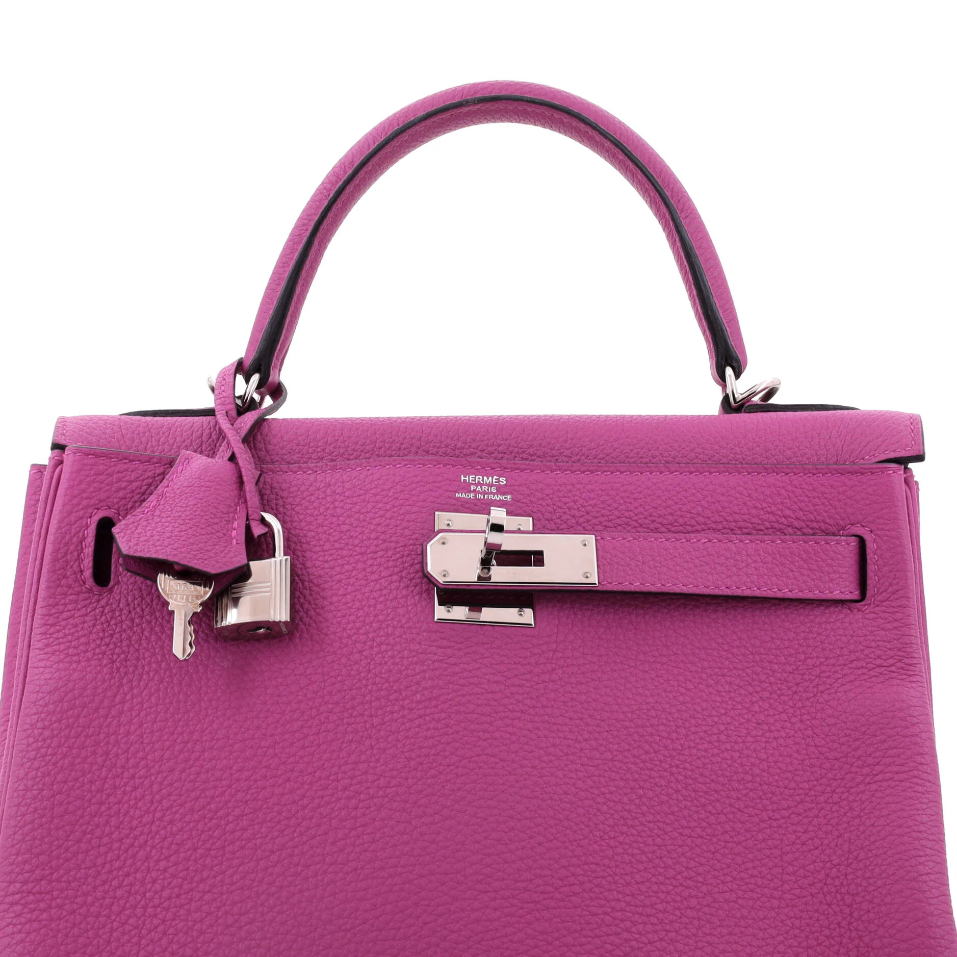 Kelly Handbag Rose Pourpre Togo with Palladium Hardware 28 - Image 6