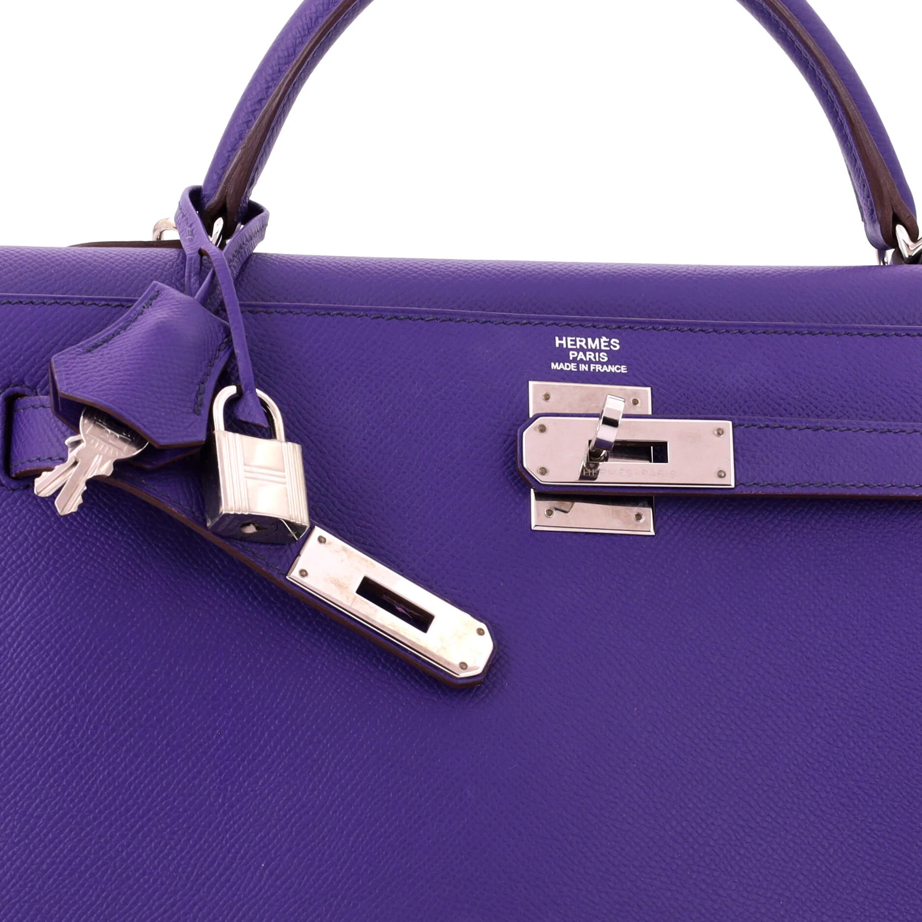 Kelly Handbag Crocus Epsom with Palladium Hardware 32 - Image 6