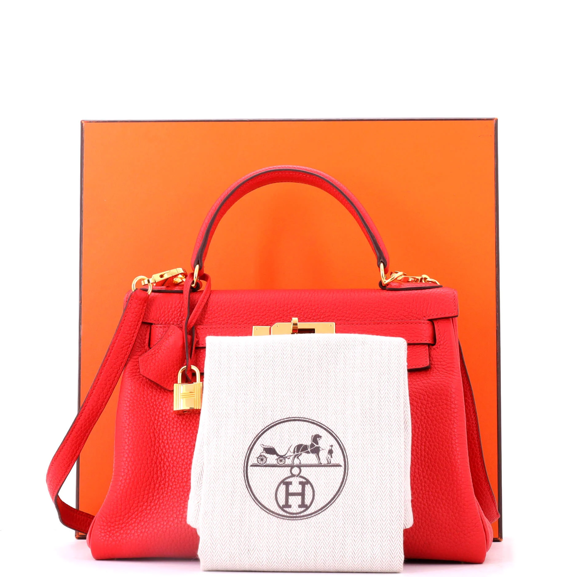 Kelly Handbag Rouge Tomate Clemence with Gold Hardware 28 - Image 2