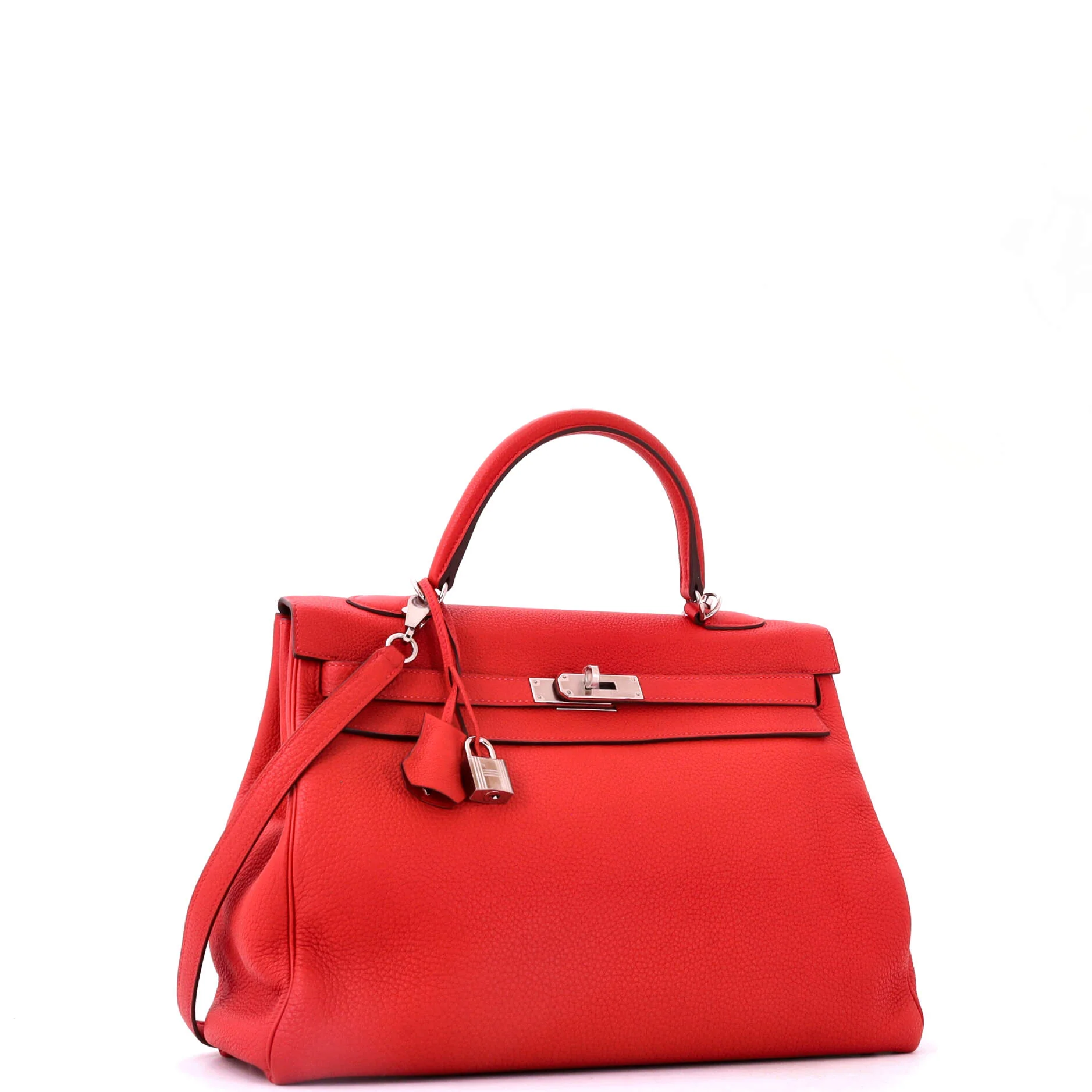 Kelly Handbag Geranium Togo with Palladium Hardware 35 - Image 2