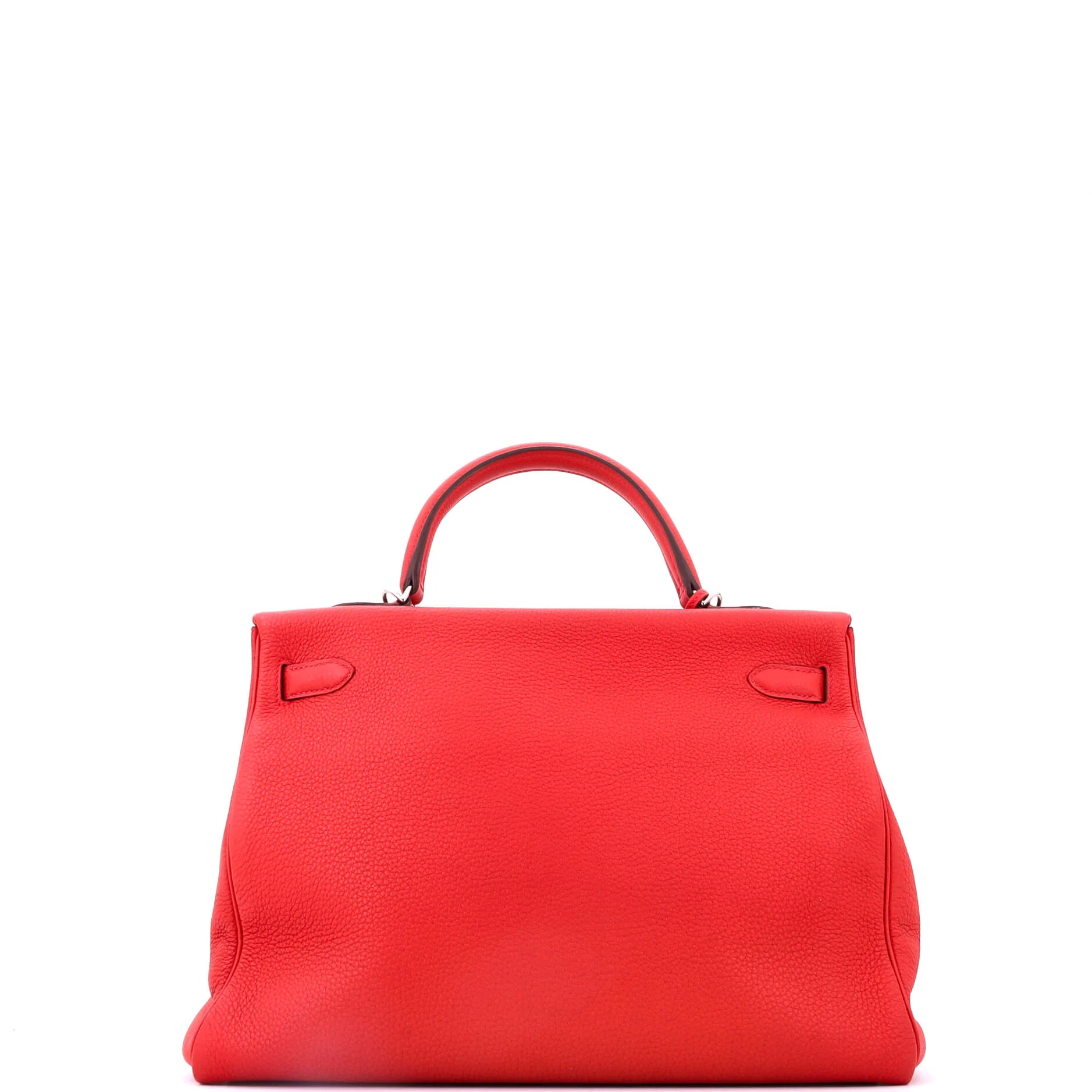 Kelly Handbag Geranium Togo with Palladium Hardware 35 - Image 3
