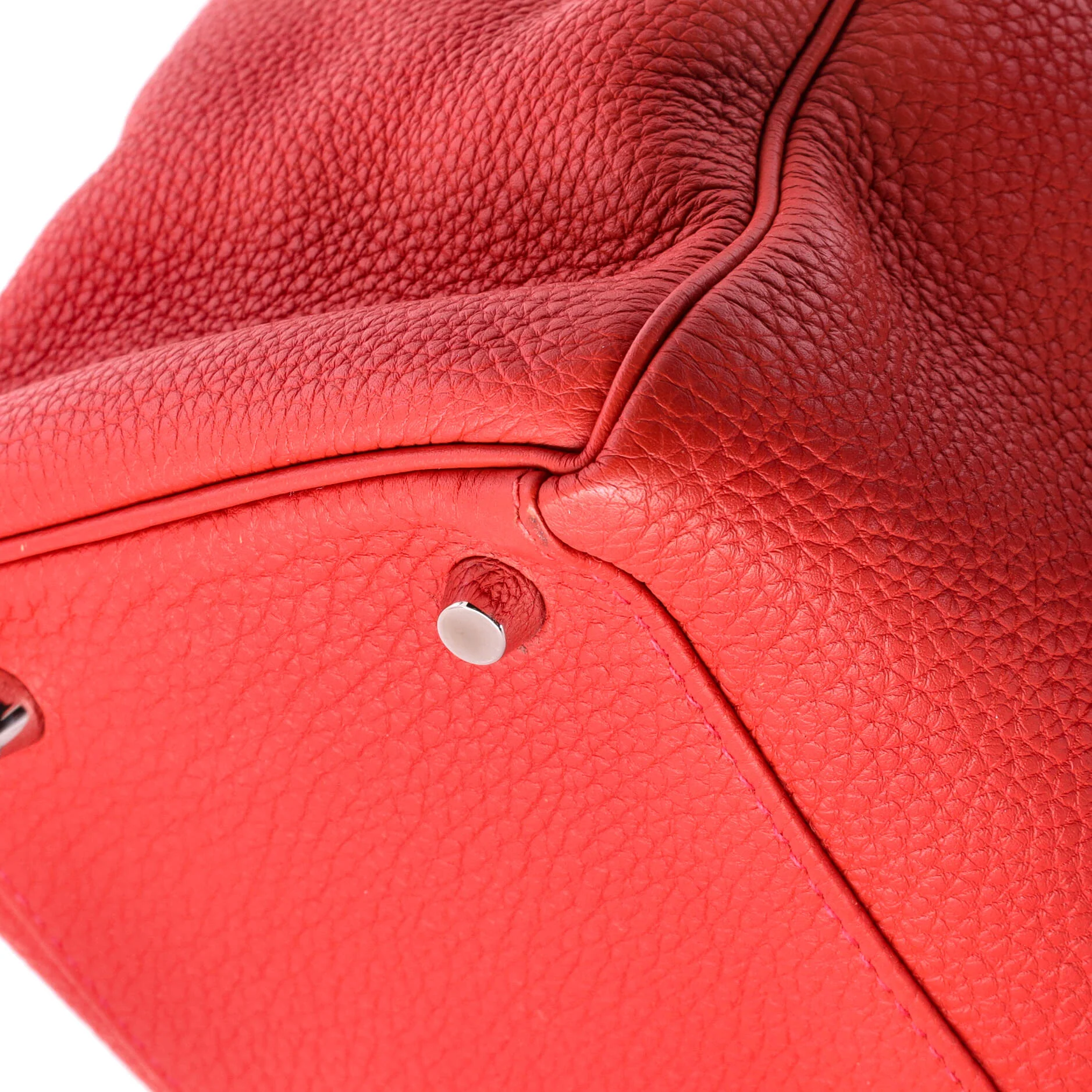 Kelly Handbag Geranium Togo with Palladium Hardware 35 - Image 7