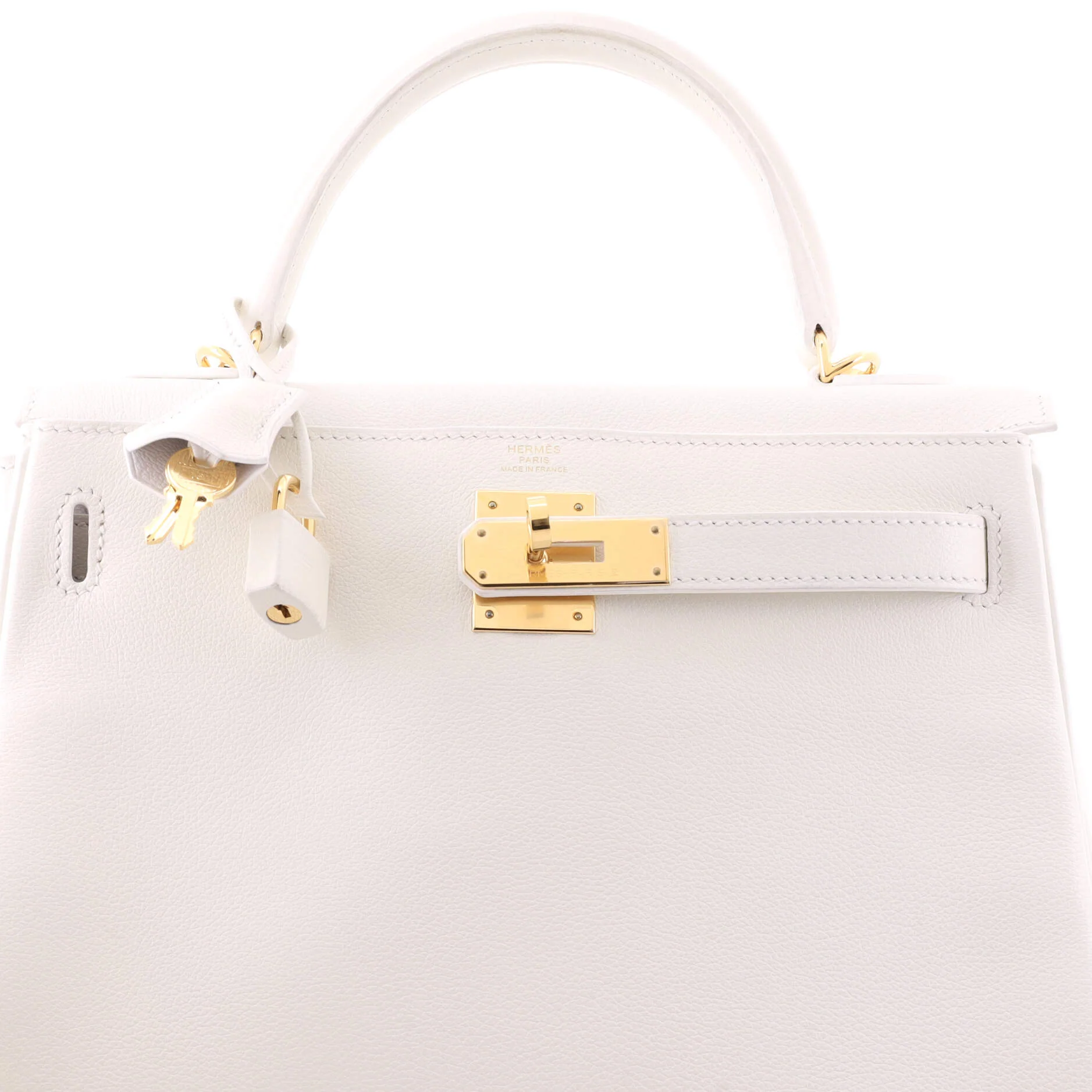 Kelly Handbag New White Evercolor with Gold Hardware 28 - Image 6