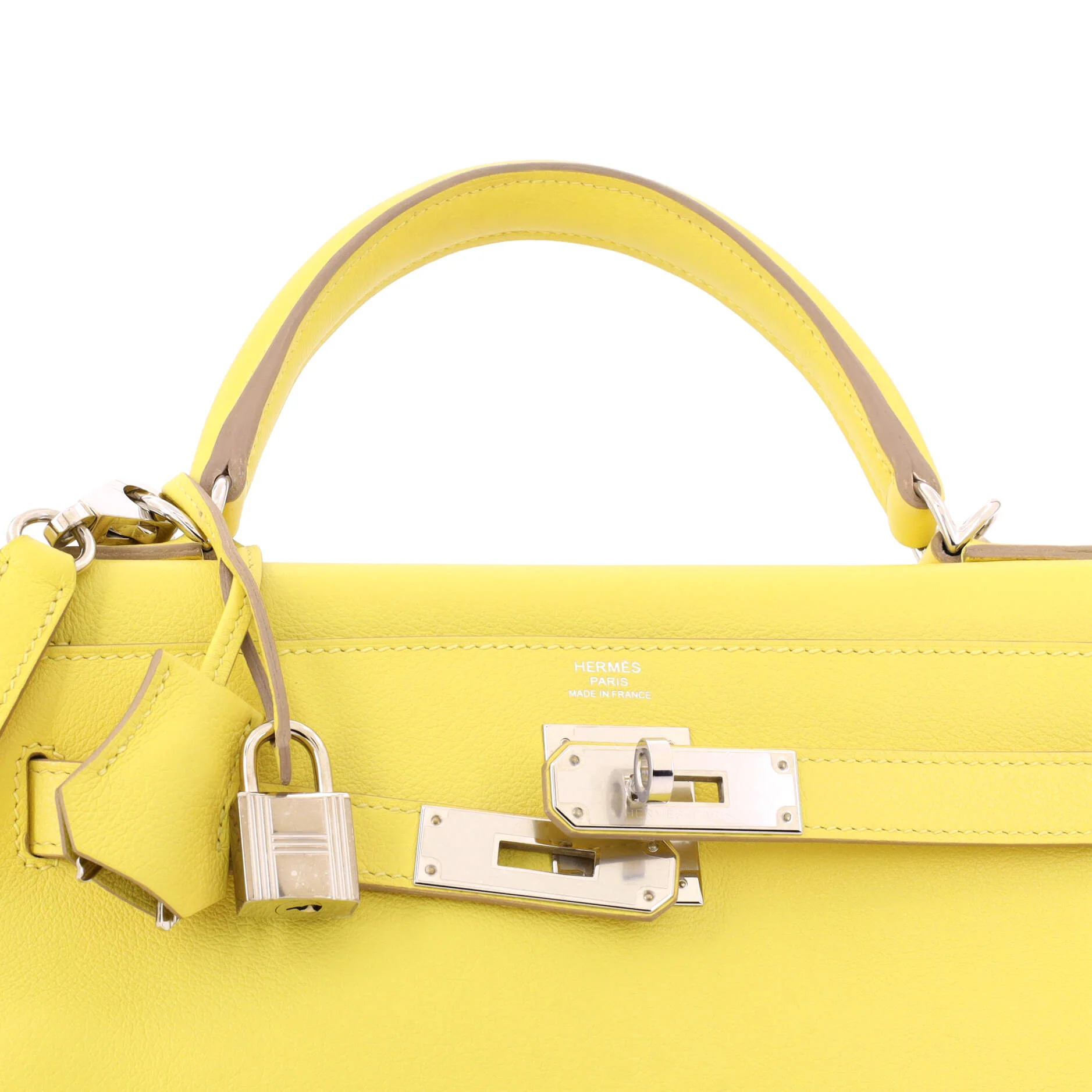 Kelly Handbag Lime Evercolor with Palladium Hardware 28 - Image 7