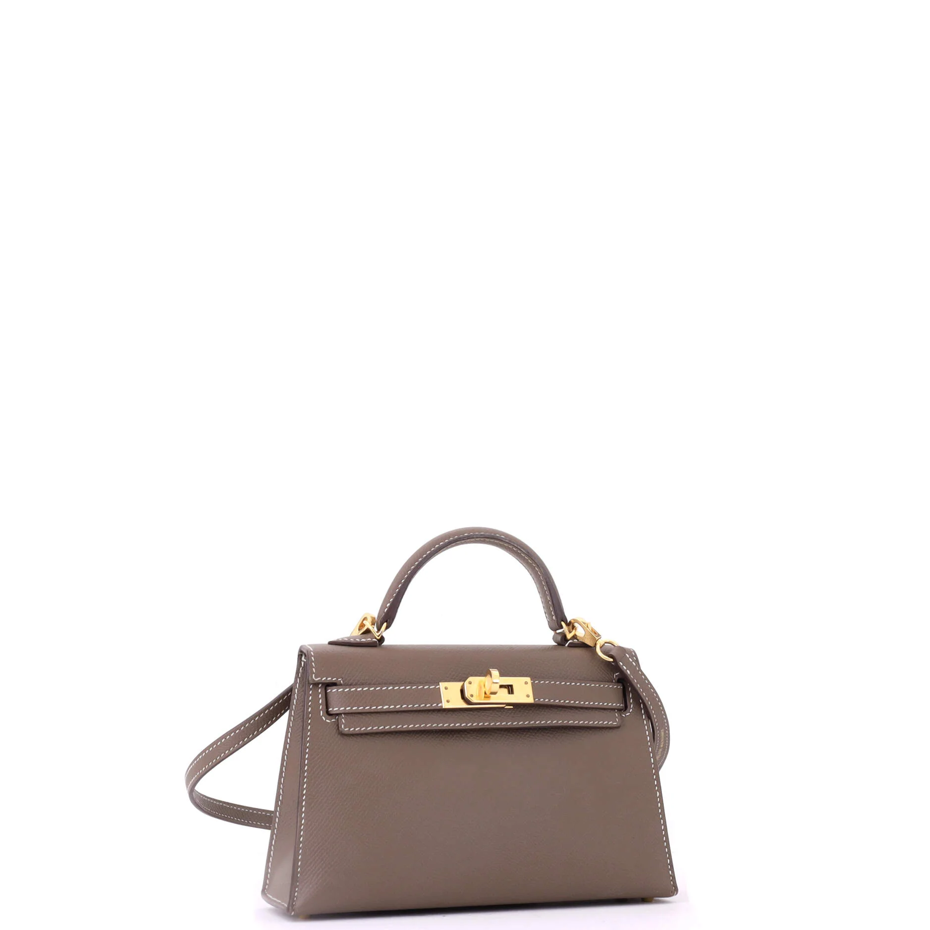 Kelly Mini II Bag Grey Epsom with Gold Hardware 20 - Image 3