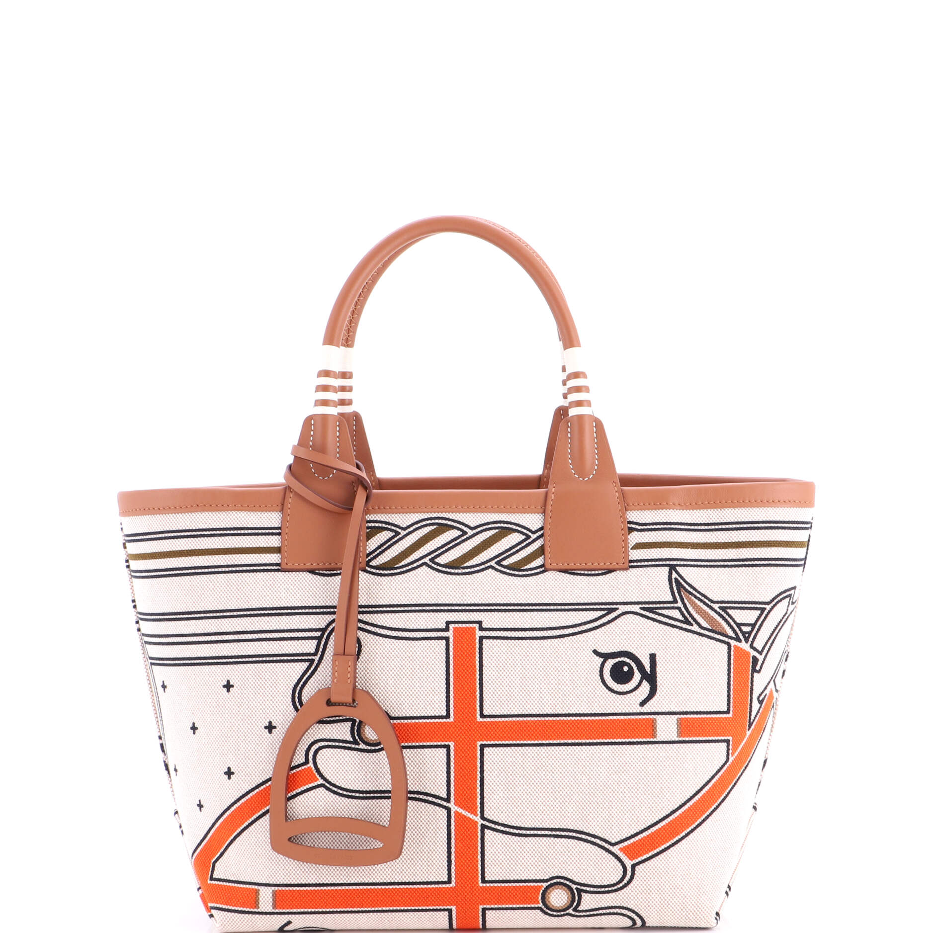 Sac Steeple Tote Printed Toile with Leather 28