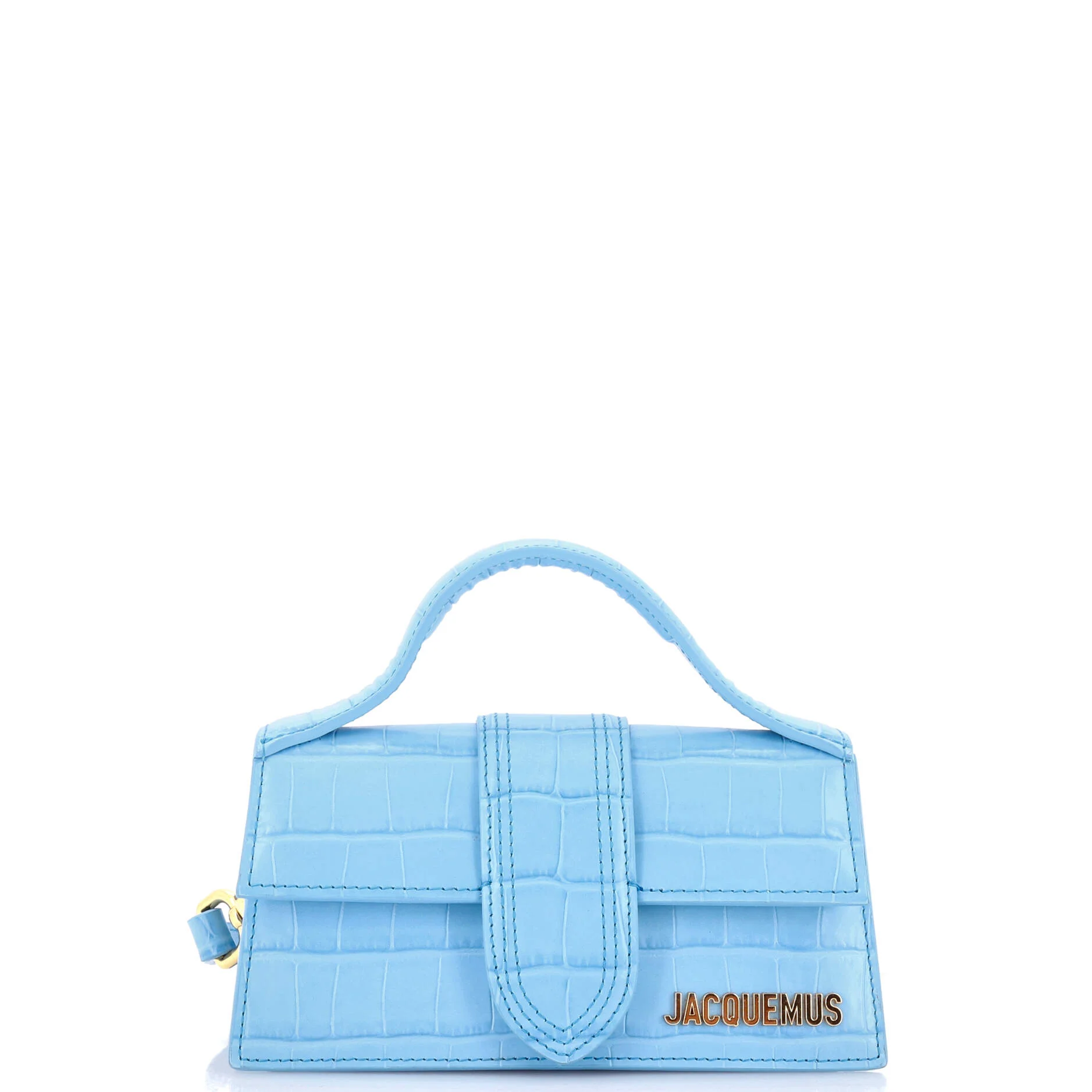 Le Bambino Top Handle Flap Bag Crocodile Embossed Leather Mini