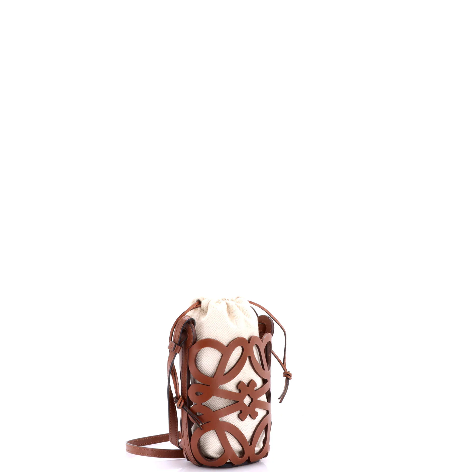 Anagram Drawstring Bucket Crossbody Bag Leather with Canvas Mini - Image 2